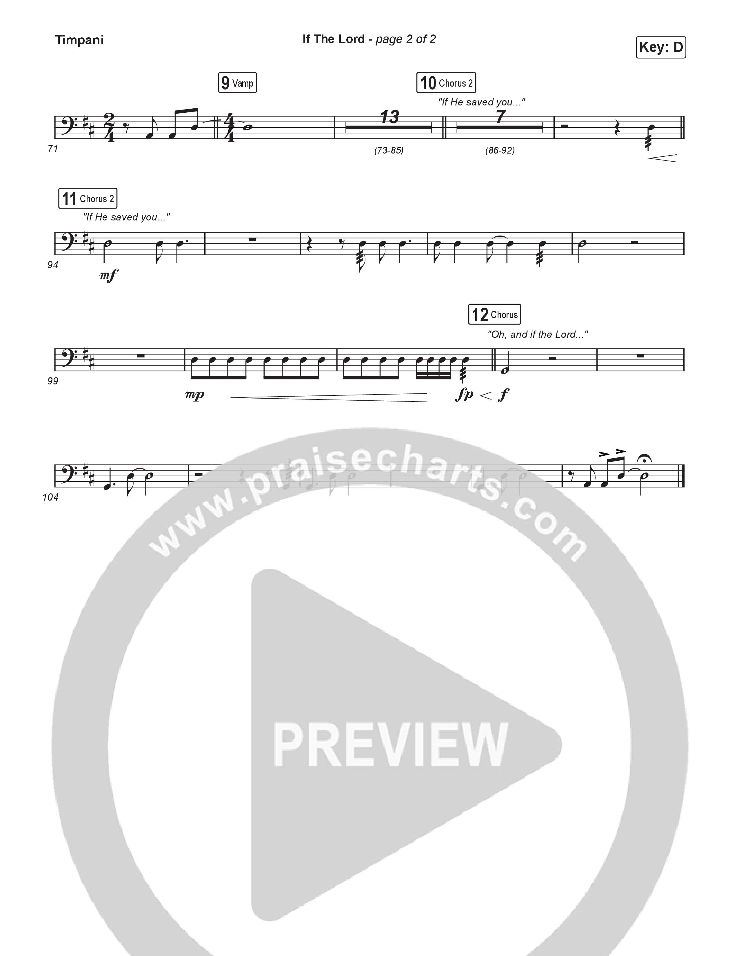 If The Lord (Sing It Now) Timpani (Bethel Music / Zahriya Zachary / Arr. Luke Gambill)