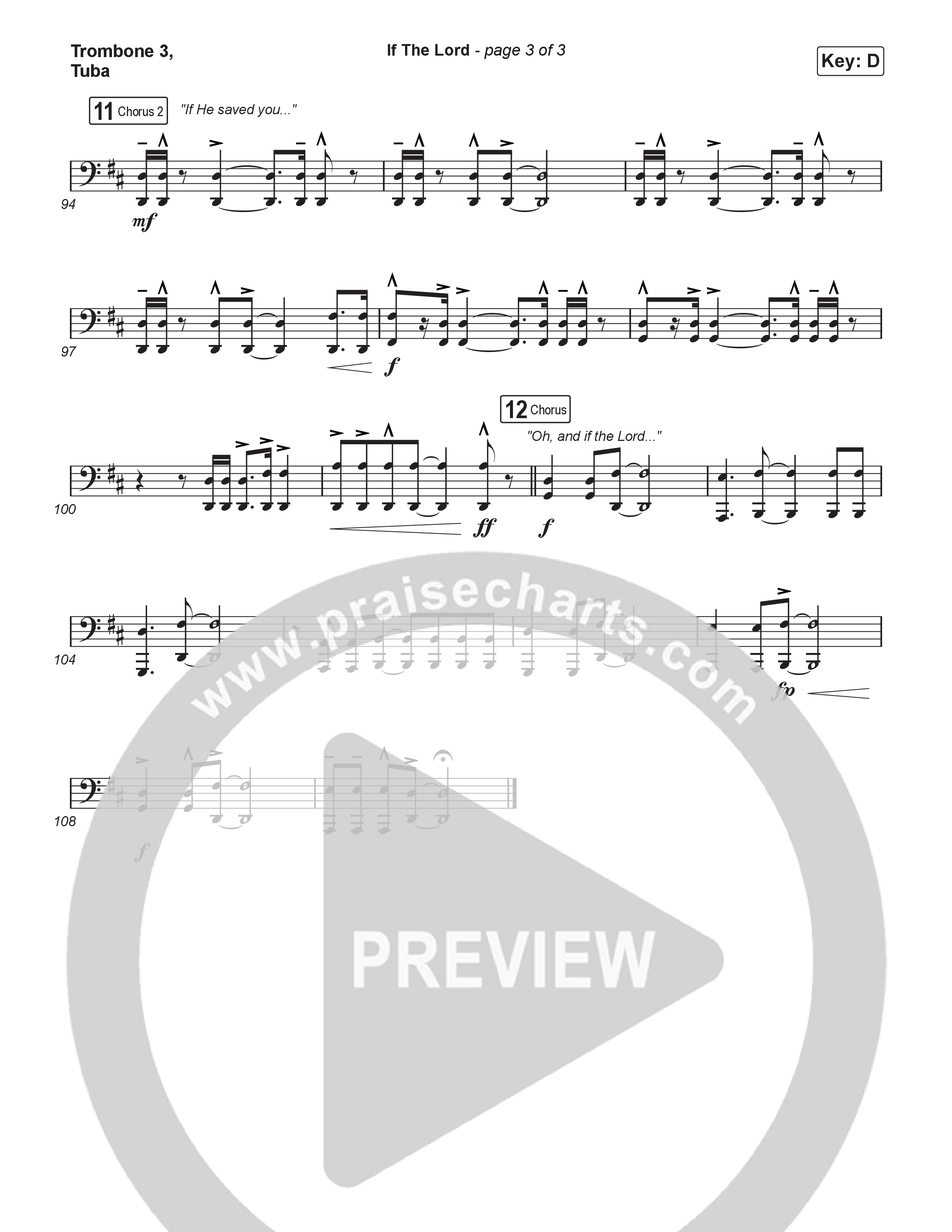 If The Lord (Sing It Now) Trombone 3/Tuba (Bethel Music / Zahriya Zachary / Arr. Luke Gambill)