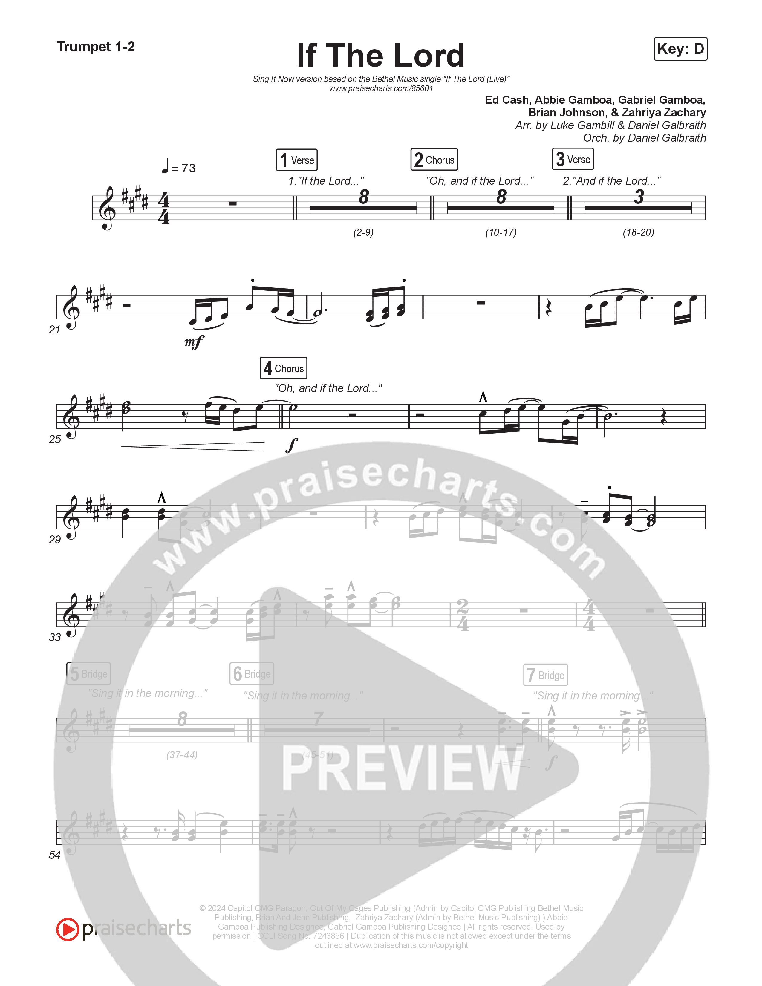 If The Lord (Sing It Now) Brass Pack (Bethel Music / Zahriya Zachary / Arr. Luke Gambill)