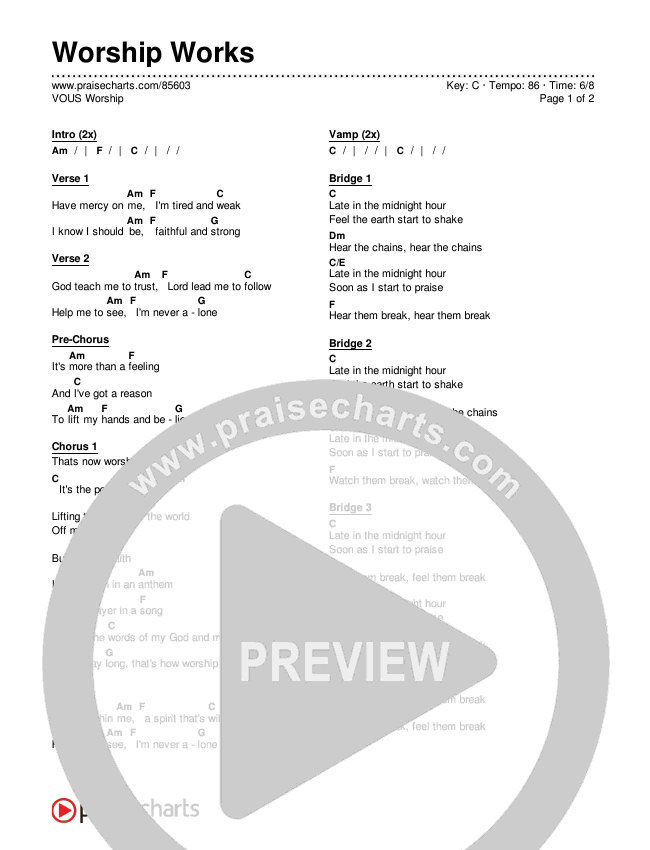 Worship Works Chords & Lyrics (VOUS Worship)