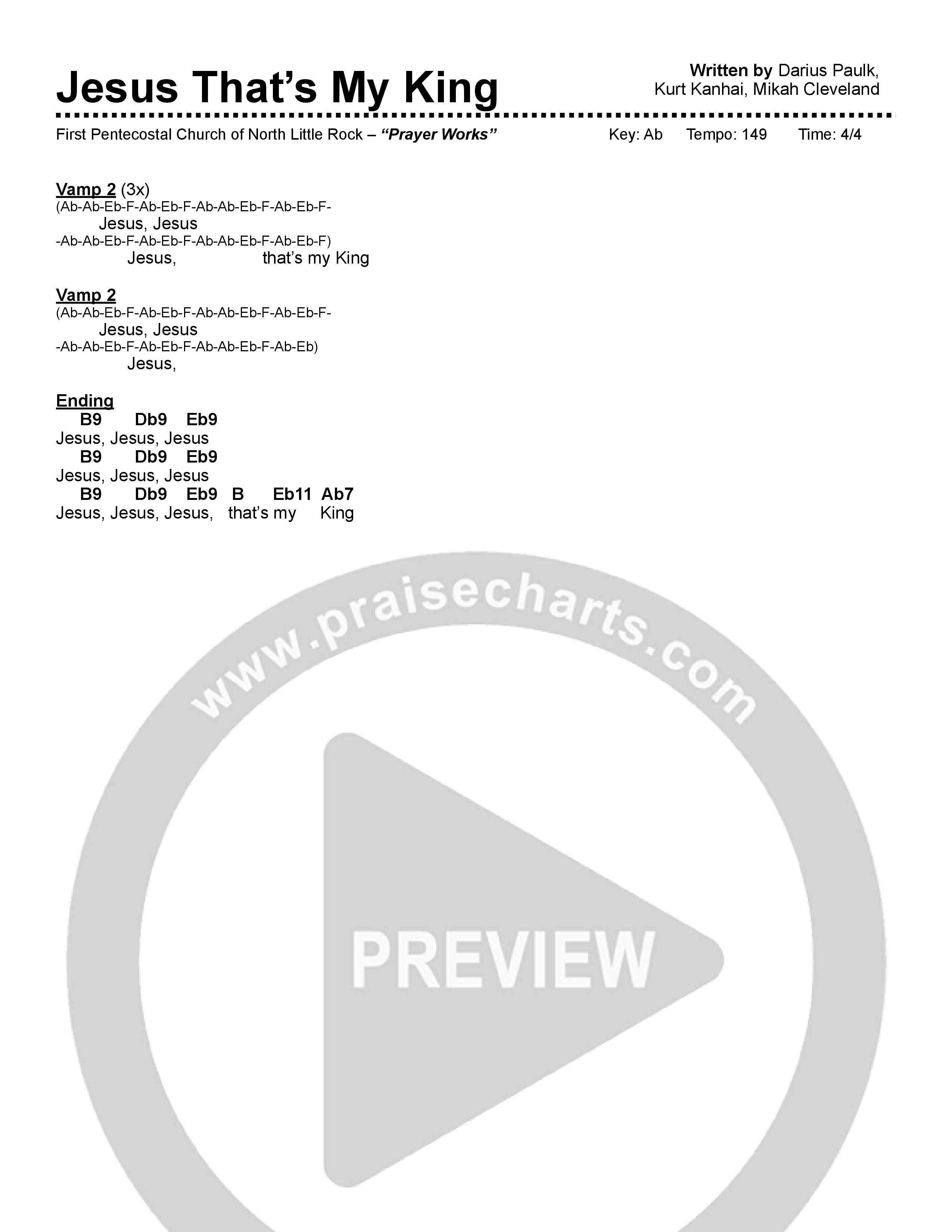 Jesus That's My King Chord Chart (First Pentecostal Church North Little Rock)