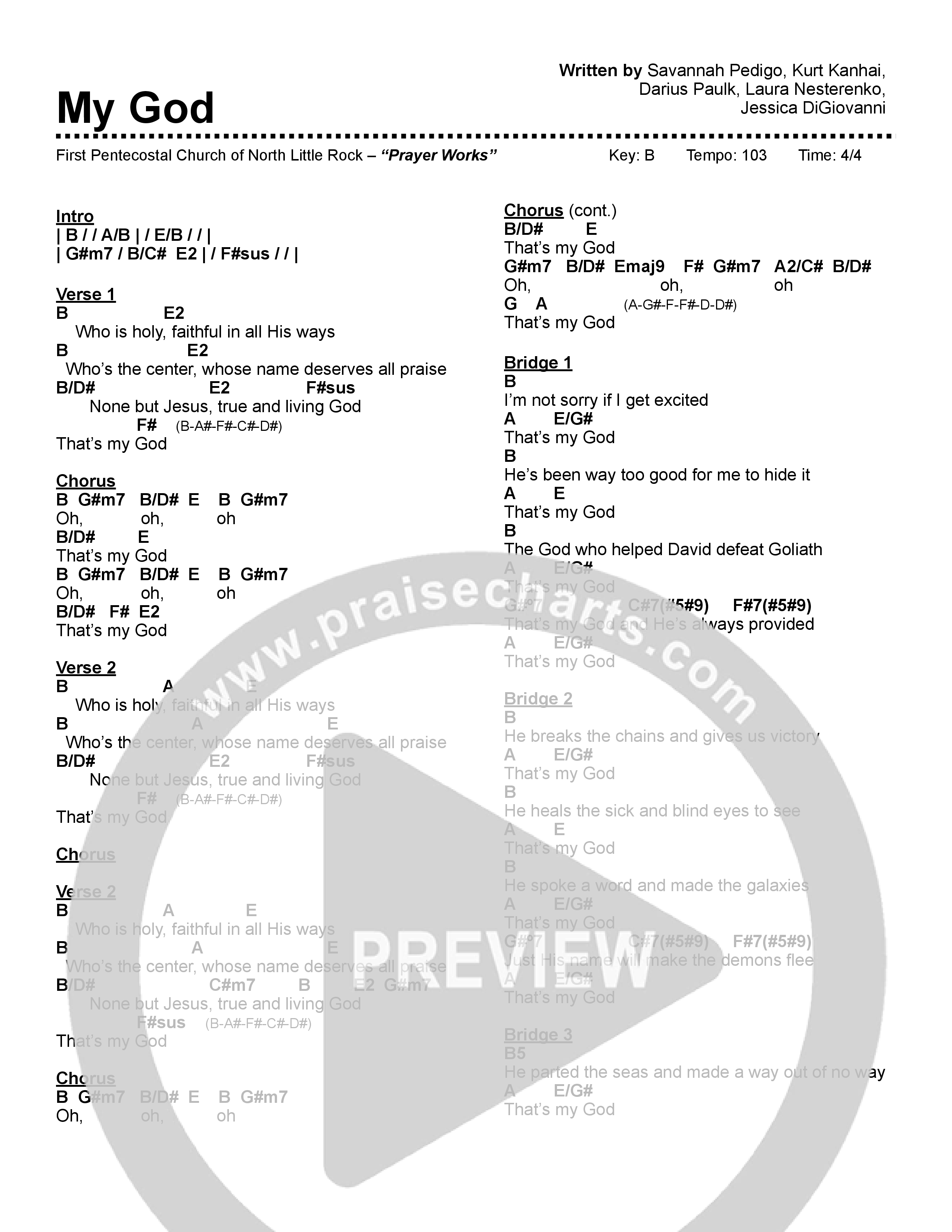 My God Chord Chart (First Pentecostal Church North Little Rock)