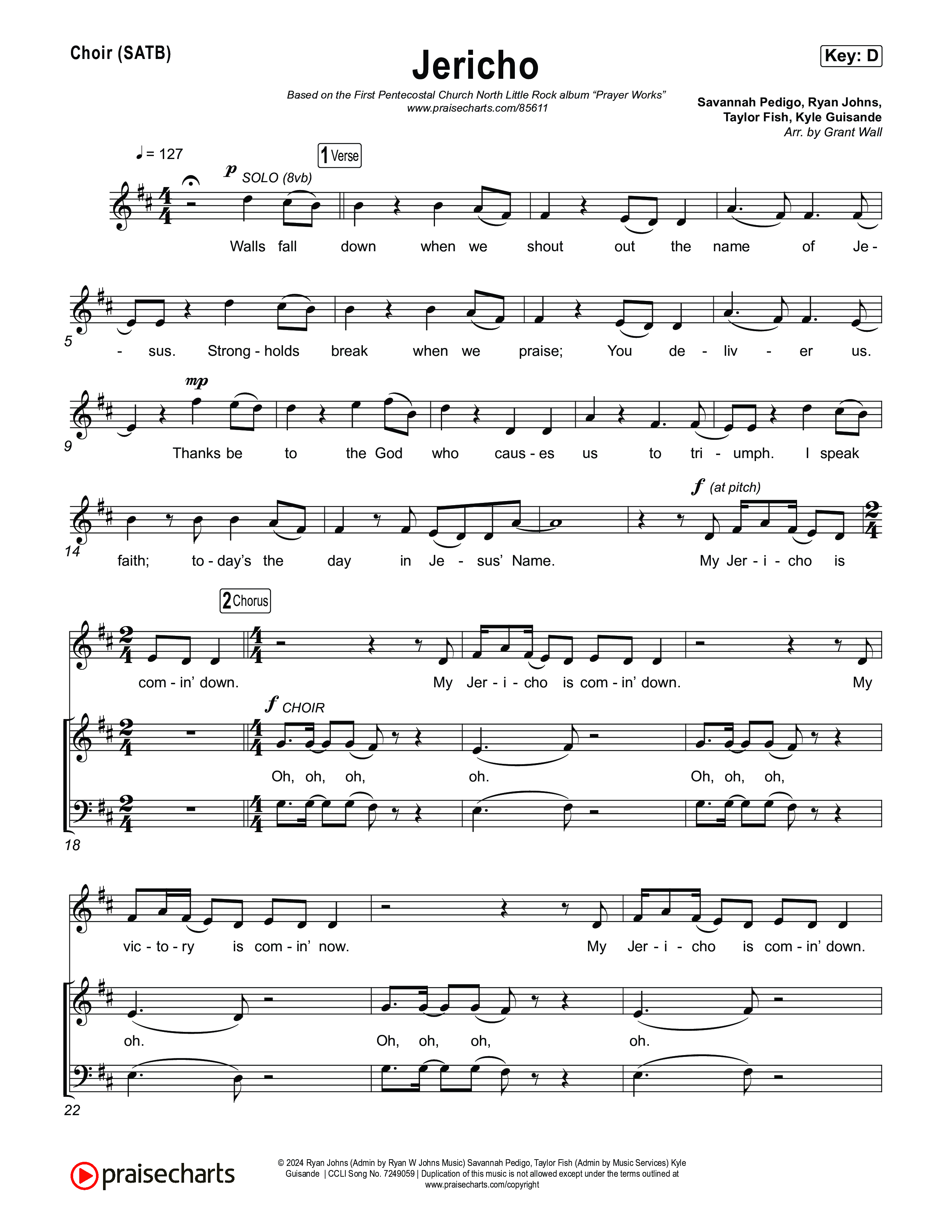 Jericho Choir Sheet (SATB) (First Pentecostal Church North Little Rock)
