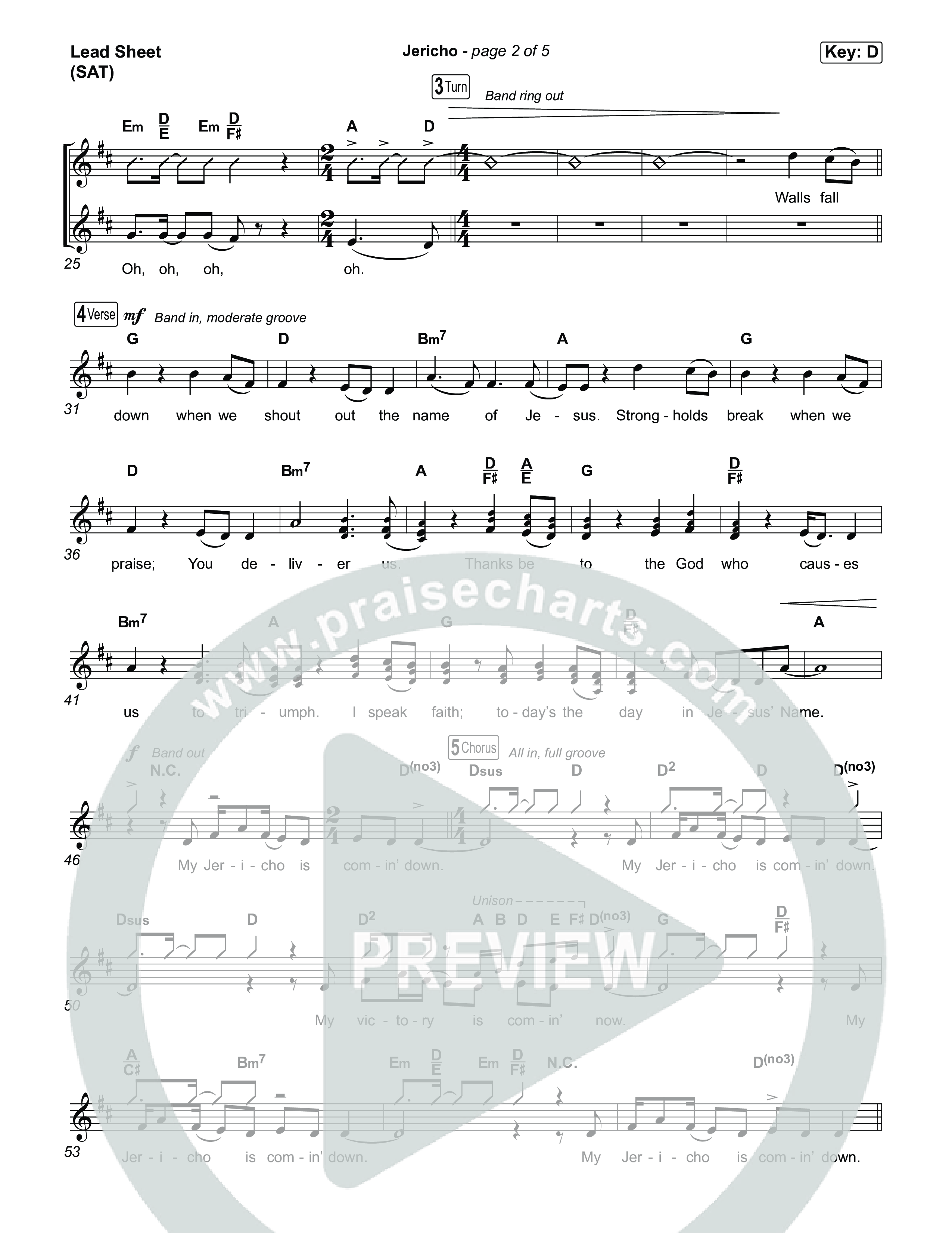 Jericho Lead Sheet (SAT) (First Pentecostal Church North Little Rock)