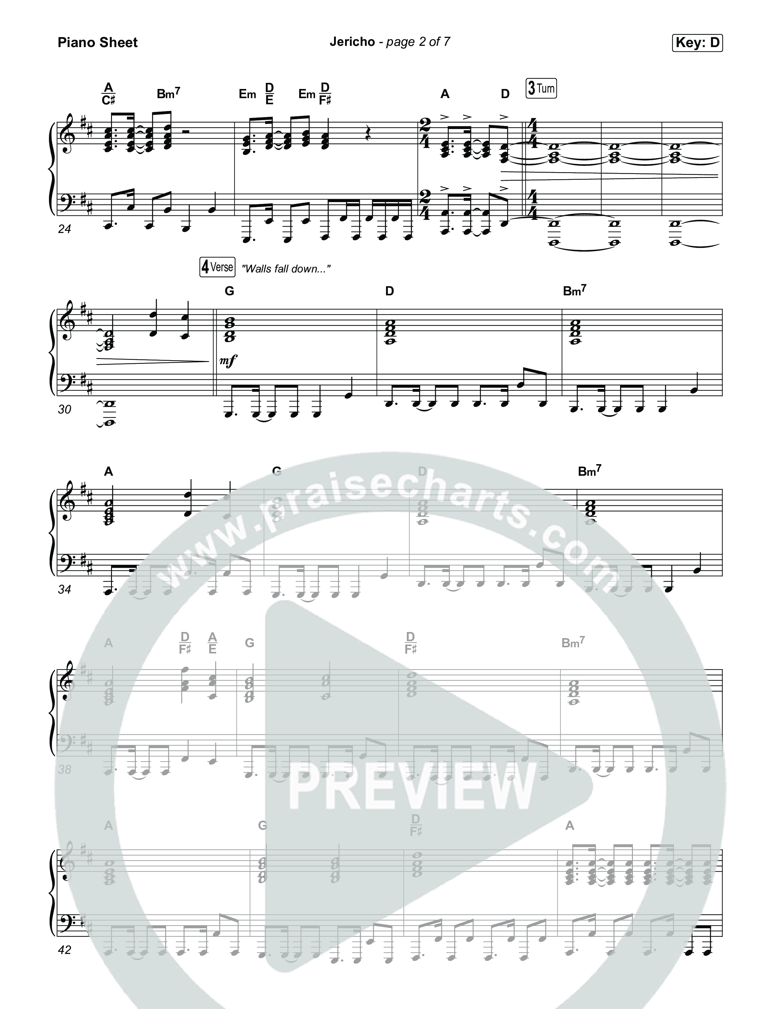 Jericho Piano Sheet (First Pentecostal Church North Little Rock)