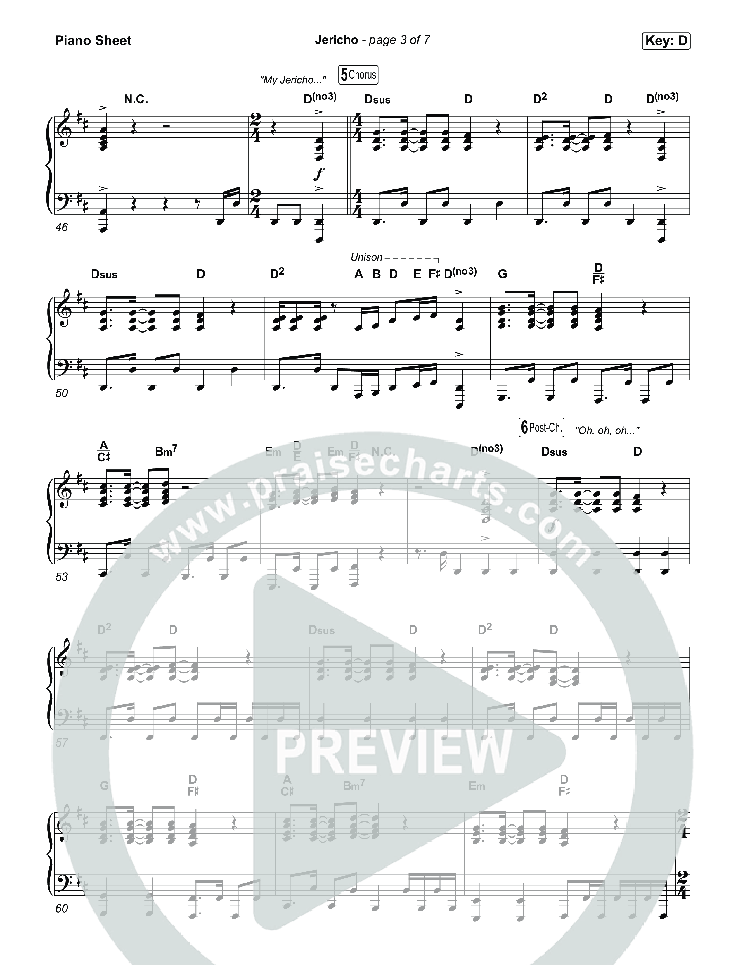 Jericho Piano Sheet (First Pentecostal Church North Little Rock)