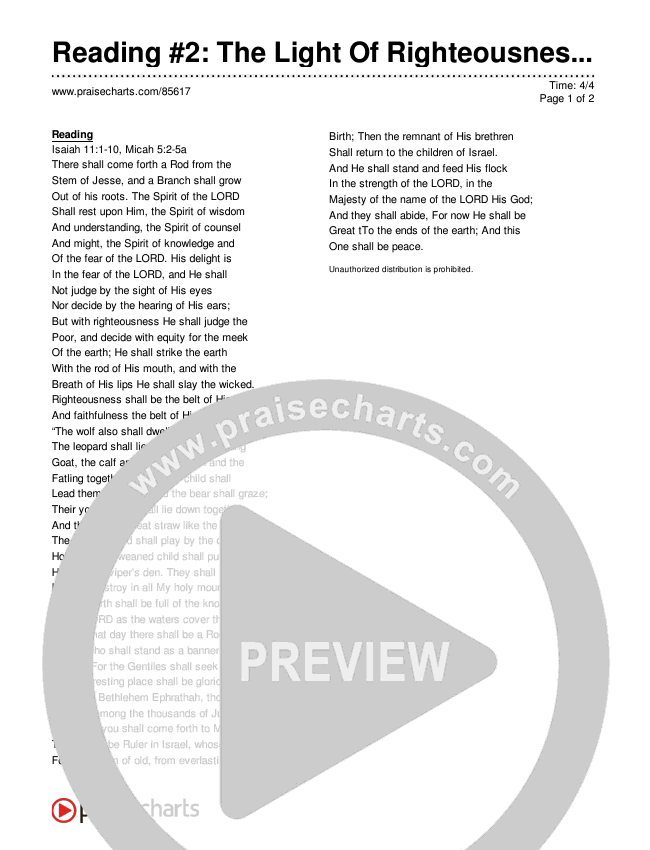 Reading #2: The Light Of Righteousness (Instrumental) Reading (Museum Of The Bible / Arr. Philip Keveren)