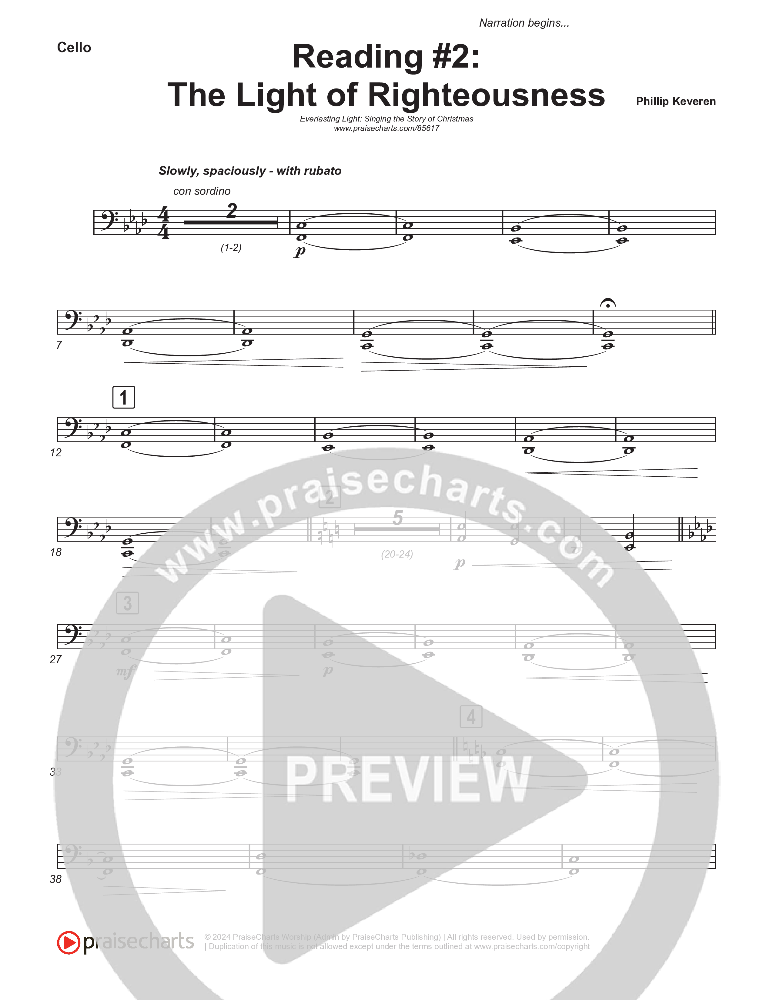 Reading #2: The Light Of Righteousness (Instrumental) Cello (Museum Of The Bible / Arr. Philip Keveren)