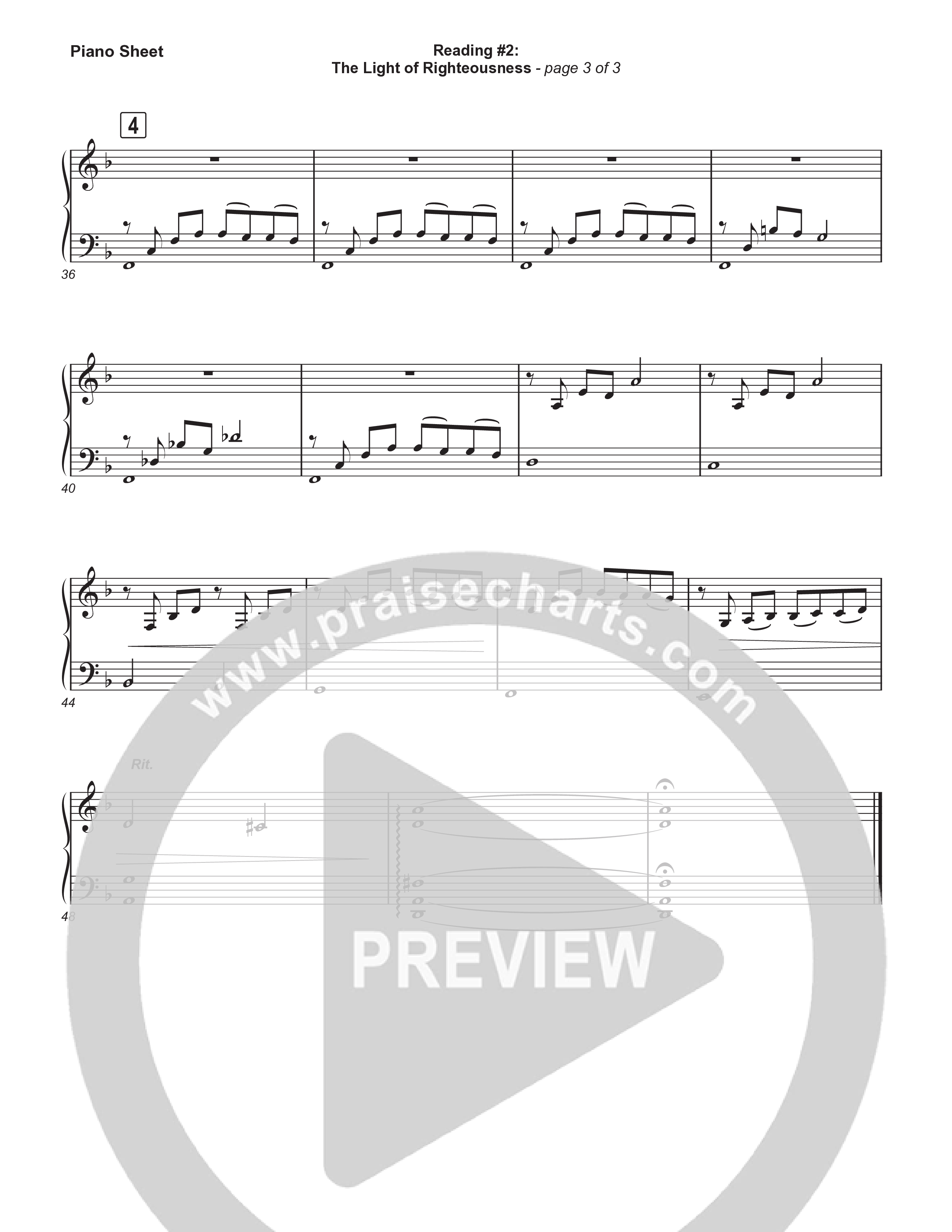 Reading #2: The Light Of Righteousness (Instrumental) Piano Sheet (Museum Of The Bible / Arr. Philip Keveren)