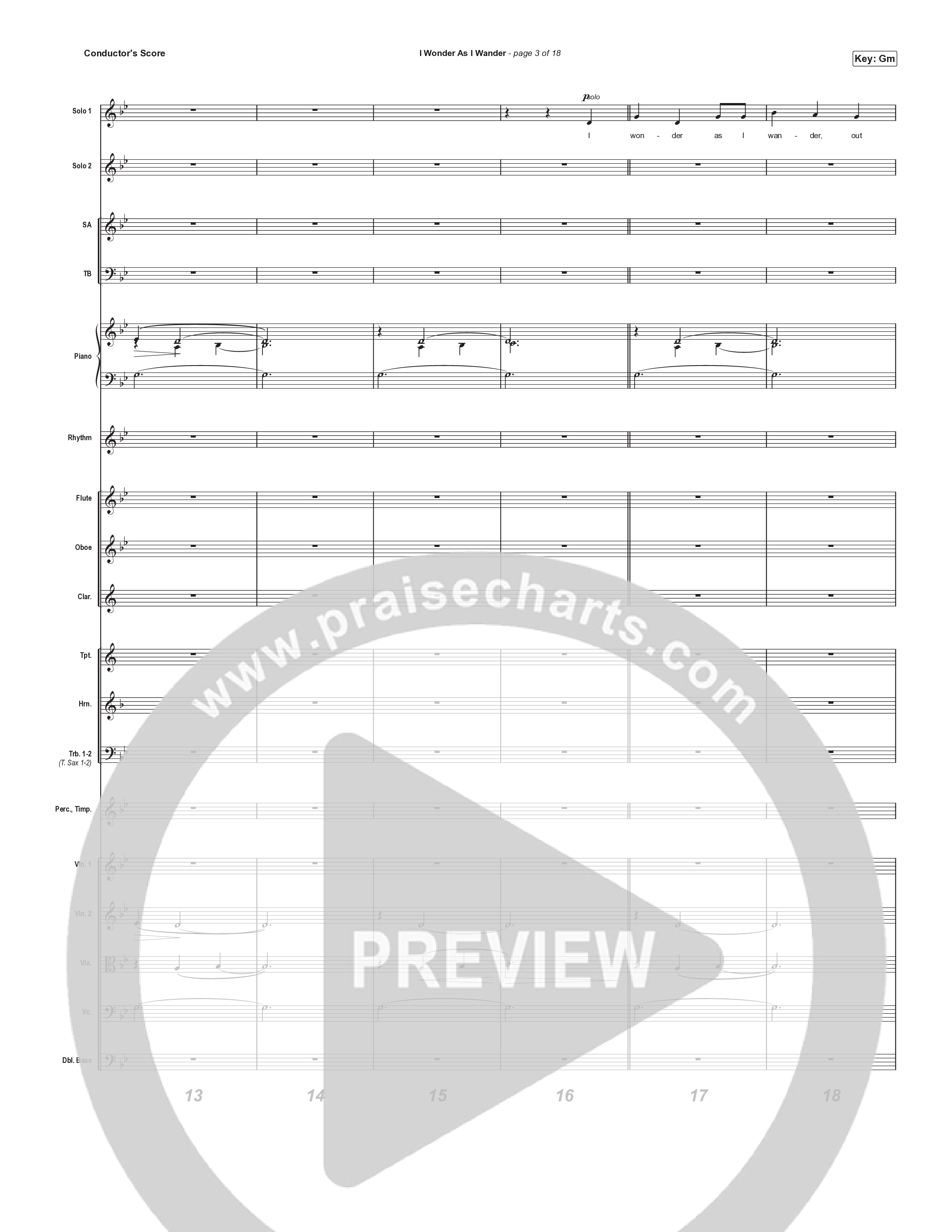 I Wonder As I Wander (Live) Conductor's Score (Museum Of The Bible / Tasha Layton / Indiana Wesleyan University Choir / Arr. Philip Keveren)