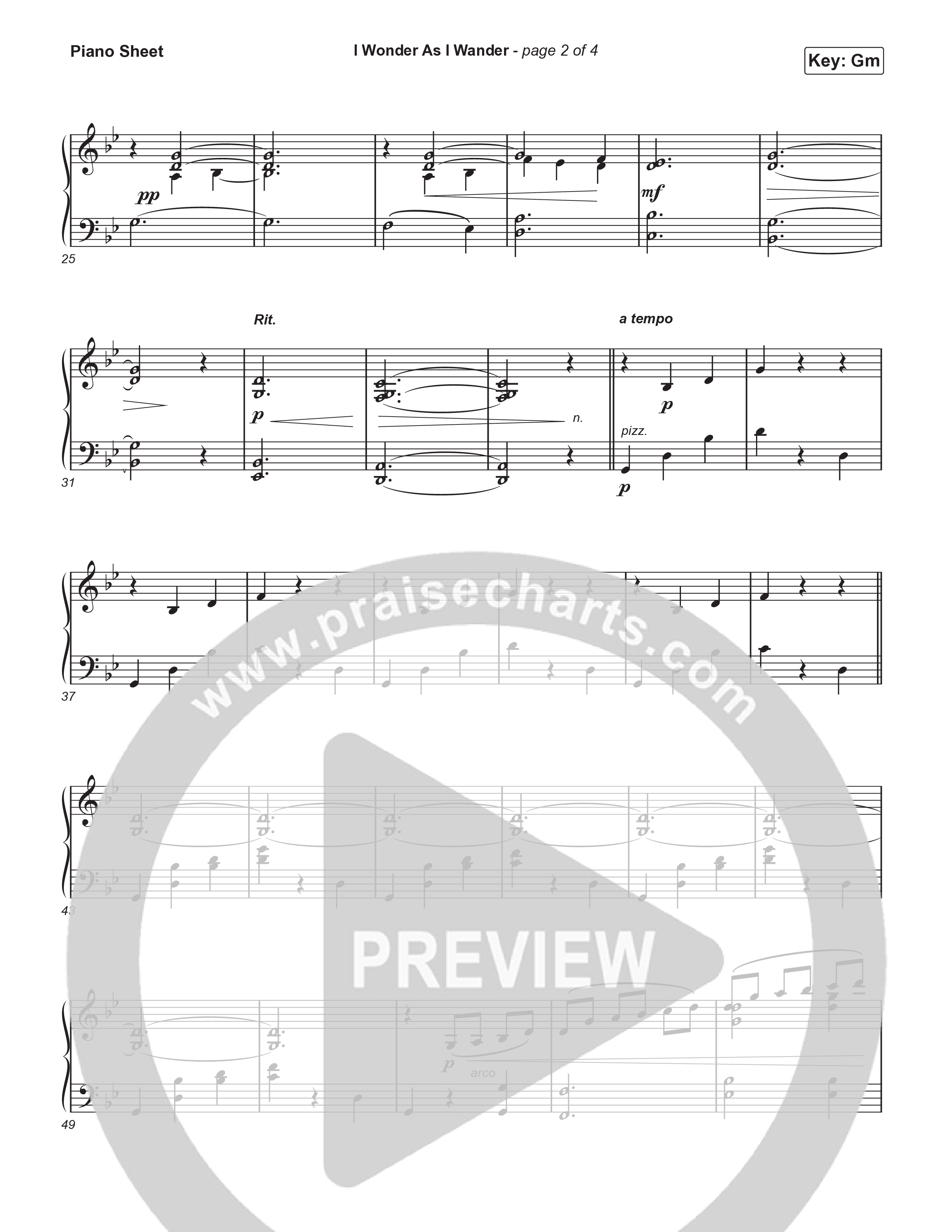 I Wonder As I Wander (Live) Piano Sheet (Museum Of The Bible / Tasha Layton / Indiana Wesleyan University Choir / Arr. Philip Keveren)
