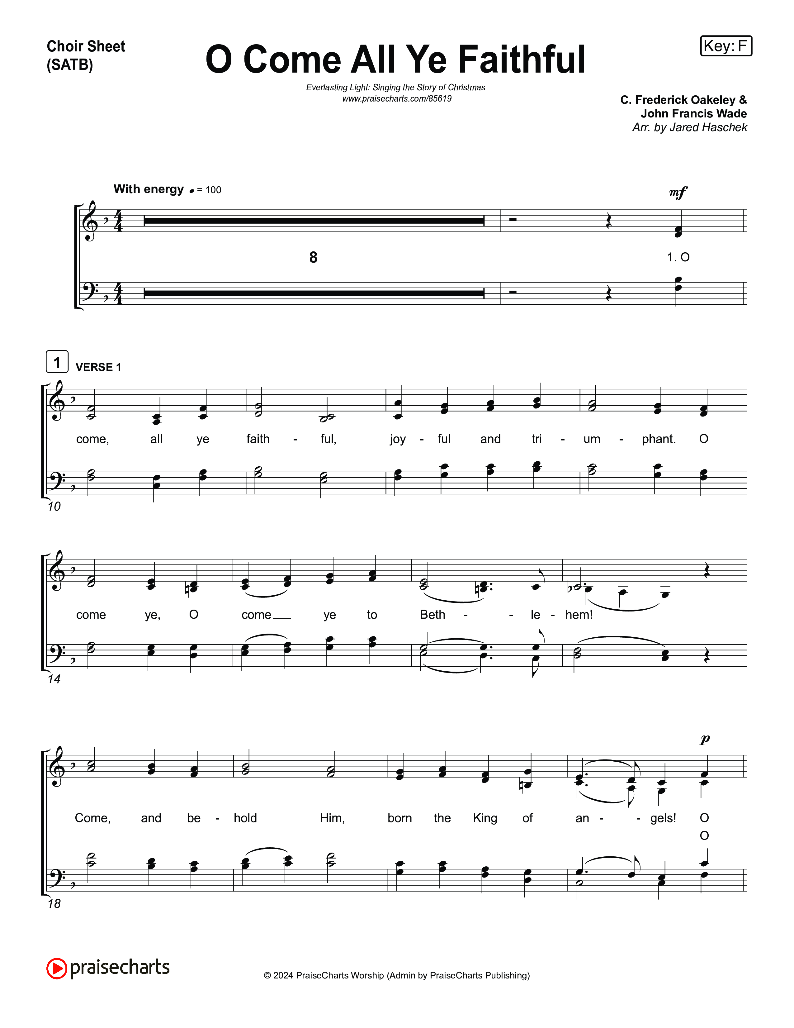 O Come All Ye Faithful (Live) Choir Sheet (SATB) (Museum Of The Bible / Arr. Jared Haschek / Tasha Layton / Anthony Evans / Indiana Wesleyan University Choir)