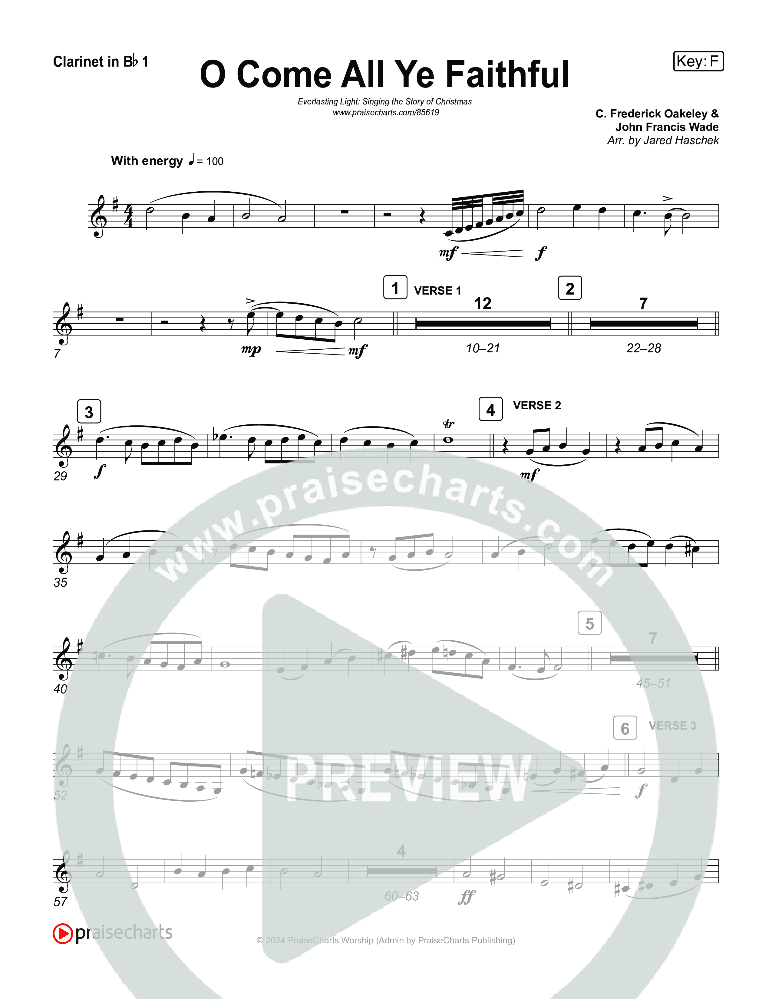 O Come All Ye Faithful (Live) Clarinet 1,2 (Museum Of The Bible / Arr. Jared Haschek / Tasha Layton / Anthony Evans / Indiana Wesleyan University Choir)