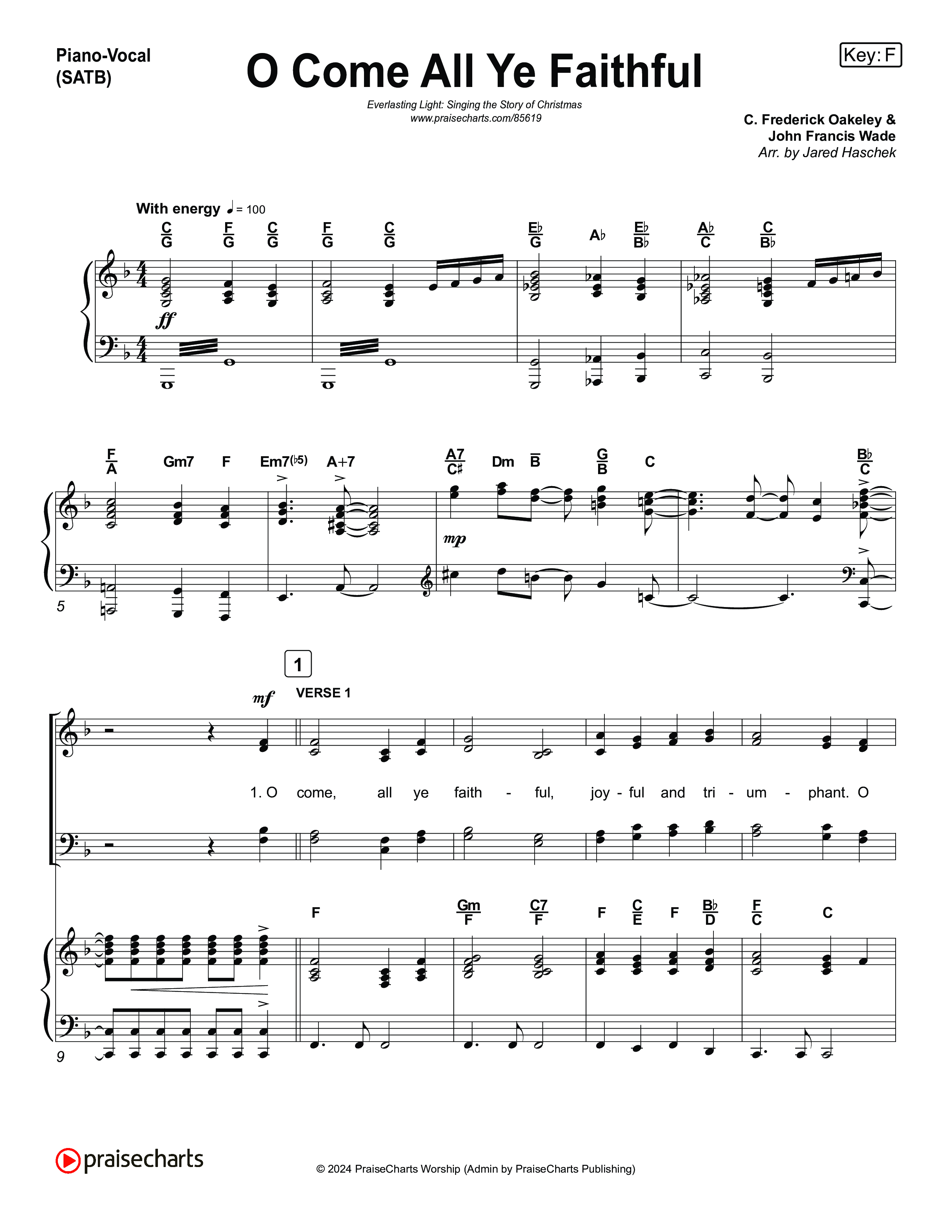 O Come All Ye Faithful (Live) Piano/Vocal Pack (Museum Of The Bible / Arr. Jared Haschek / Tasha Layton / Anthony Evans / Indiana Wesleyan University Choir)