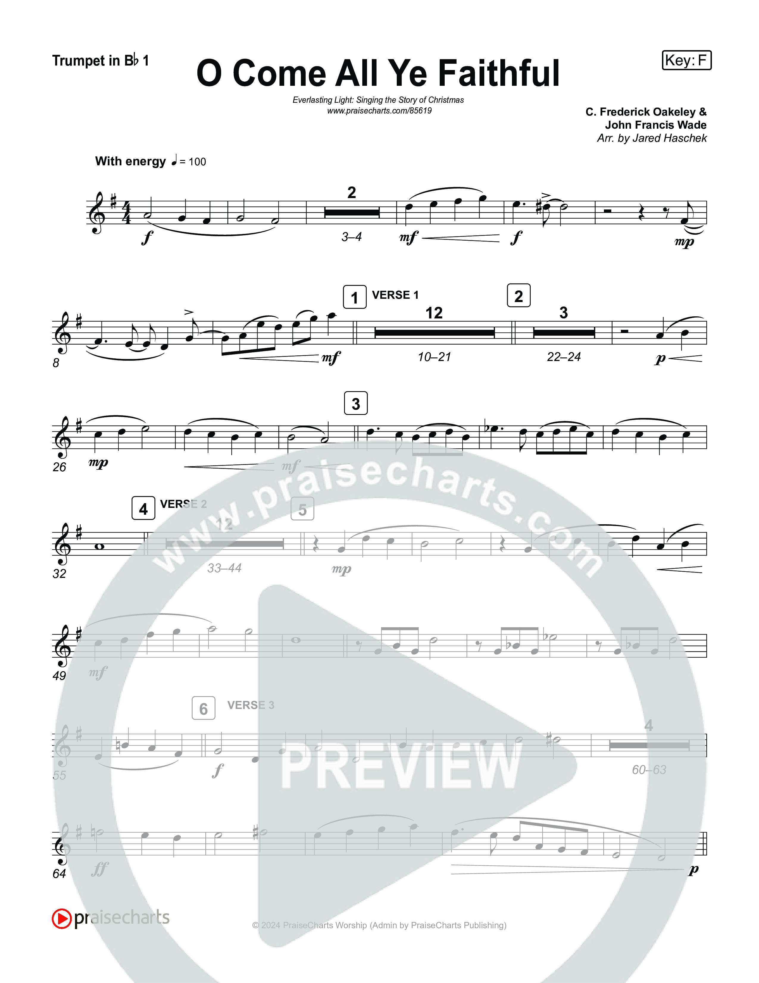O Come All Ye Faithful (Live) Trumpet 1,2 (Museum Of The Bible / Arr. Jared Haschek / Tasha Layton / Anthony Evans / Indiana Wesleyan University Choir)