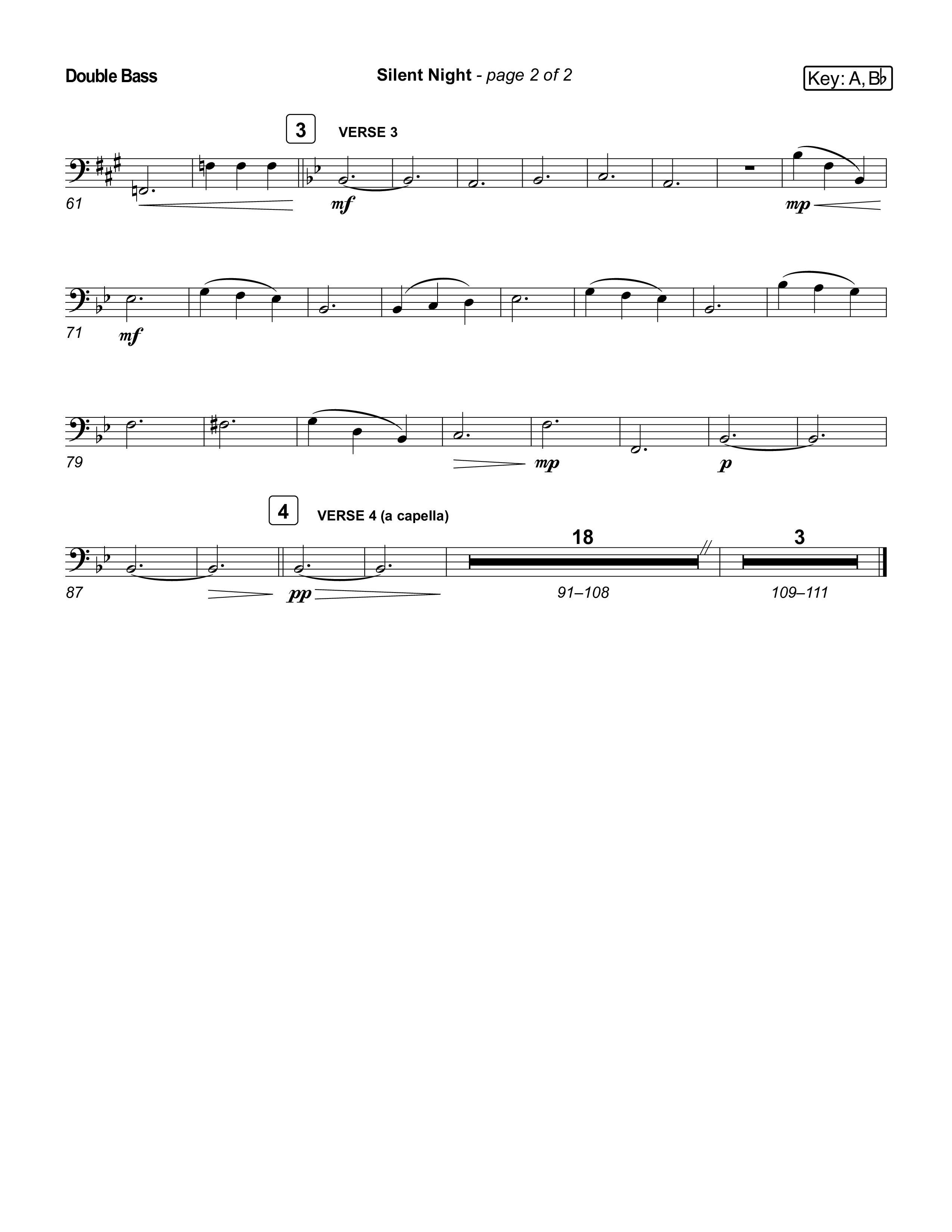 Silent Night (Live) String Bass (Museum Of The Bible / Indiana Wesleyan University Choir / Arr. Jared Haschek)