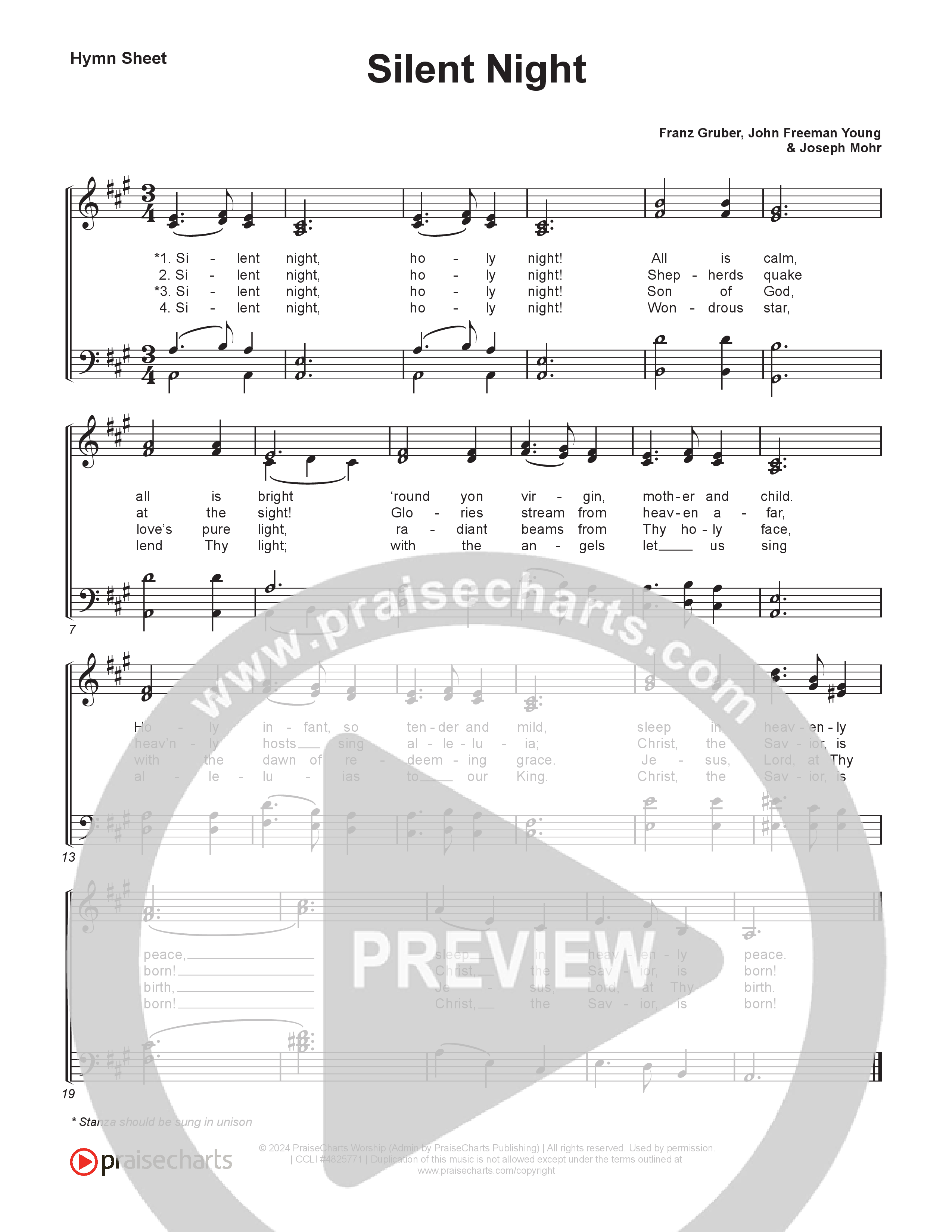 Silent Night (Live) Hymn Sheet (Museum Of The Bible / Indiana Wesleyan University Choir / Arr. Jared Haschek)
