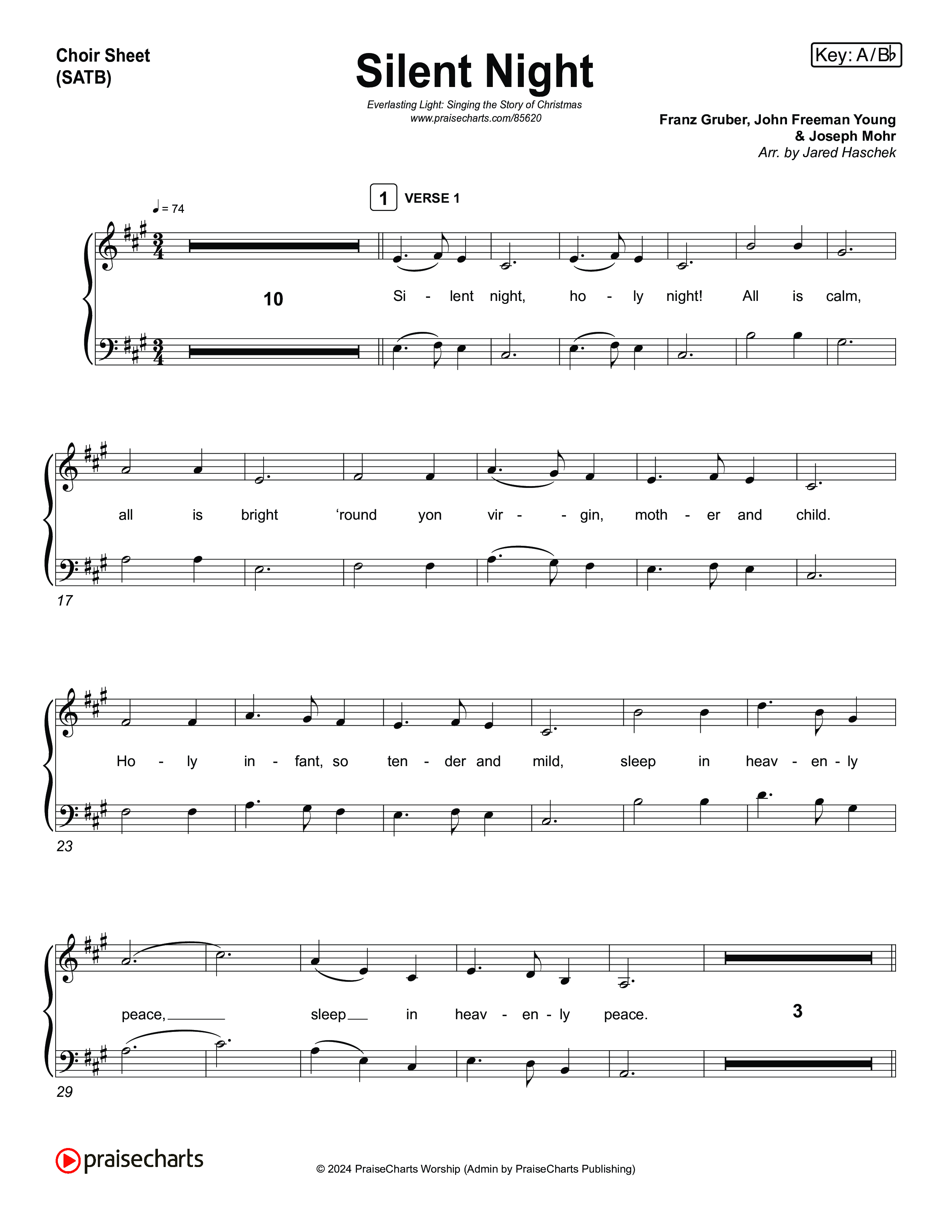 Silent Night (Live) Choir Sheet (SATB) (Museum Of The Bible / Indiana Wesleyan University Choir / Arr. Jared Haschek)
