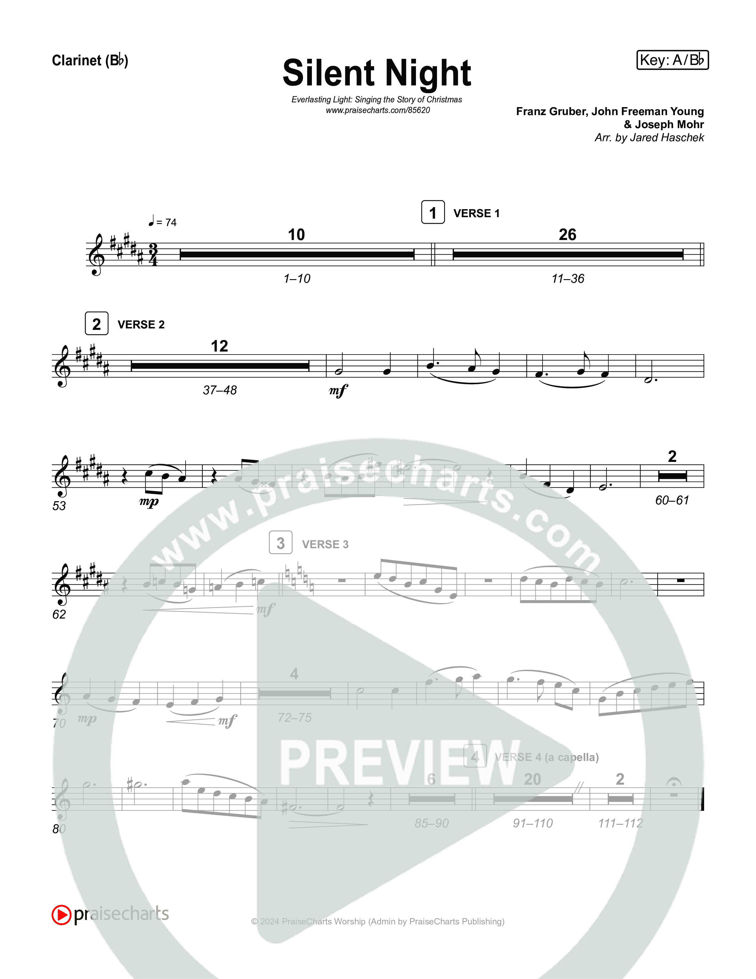 Silent Night (Live) Clarinet 1,2 (Museum Of The Bible / Indiana Wesleyan University Choir / Arr. Jared Haschek)