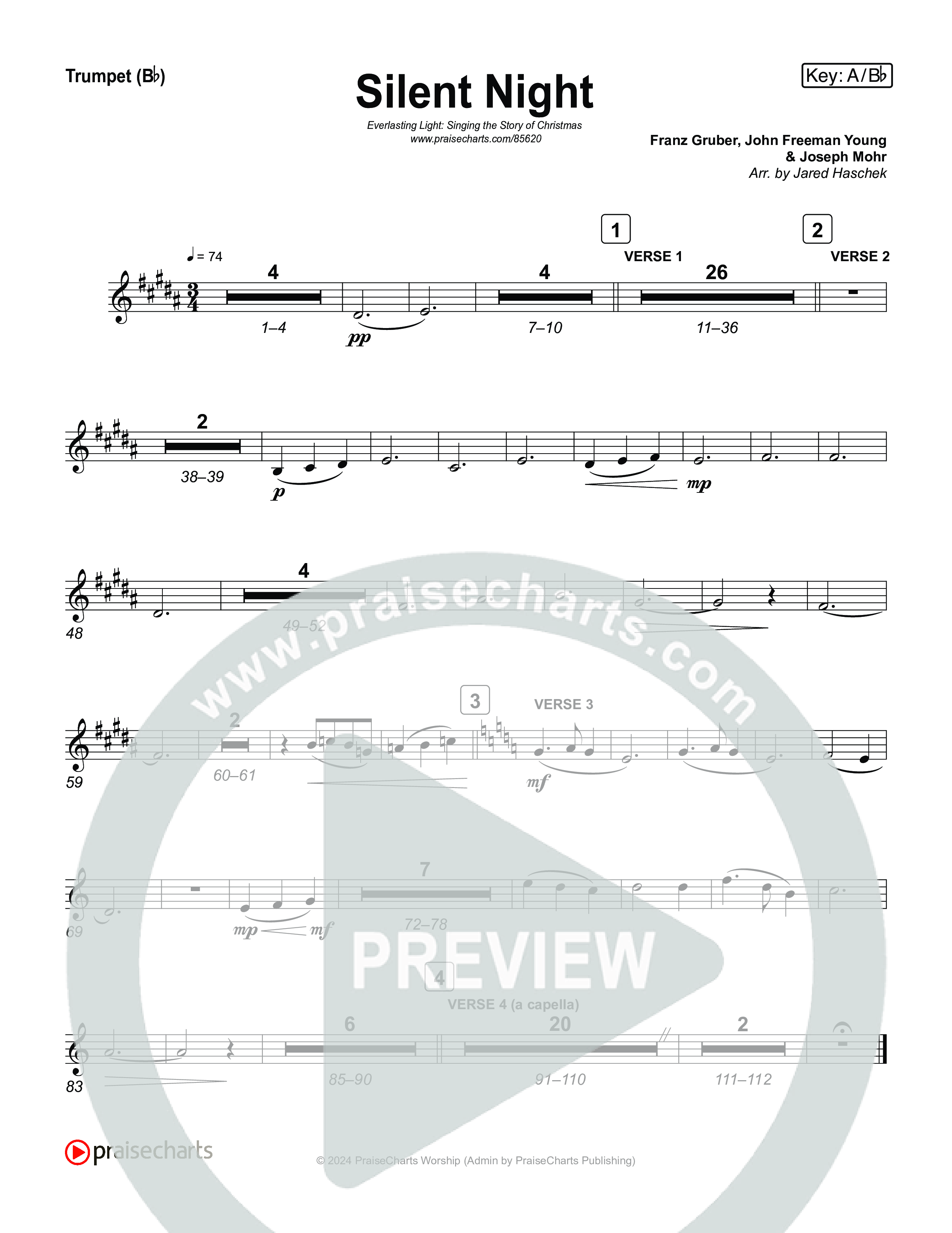 Silent Night (Live) Trumpet 1,2 (Museum Of The Bible / Indiana Wesleyan University Choir / Arr. Jared Haschek)