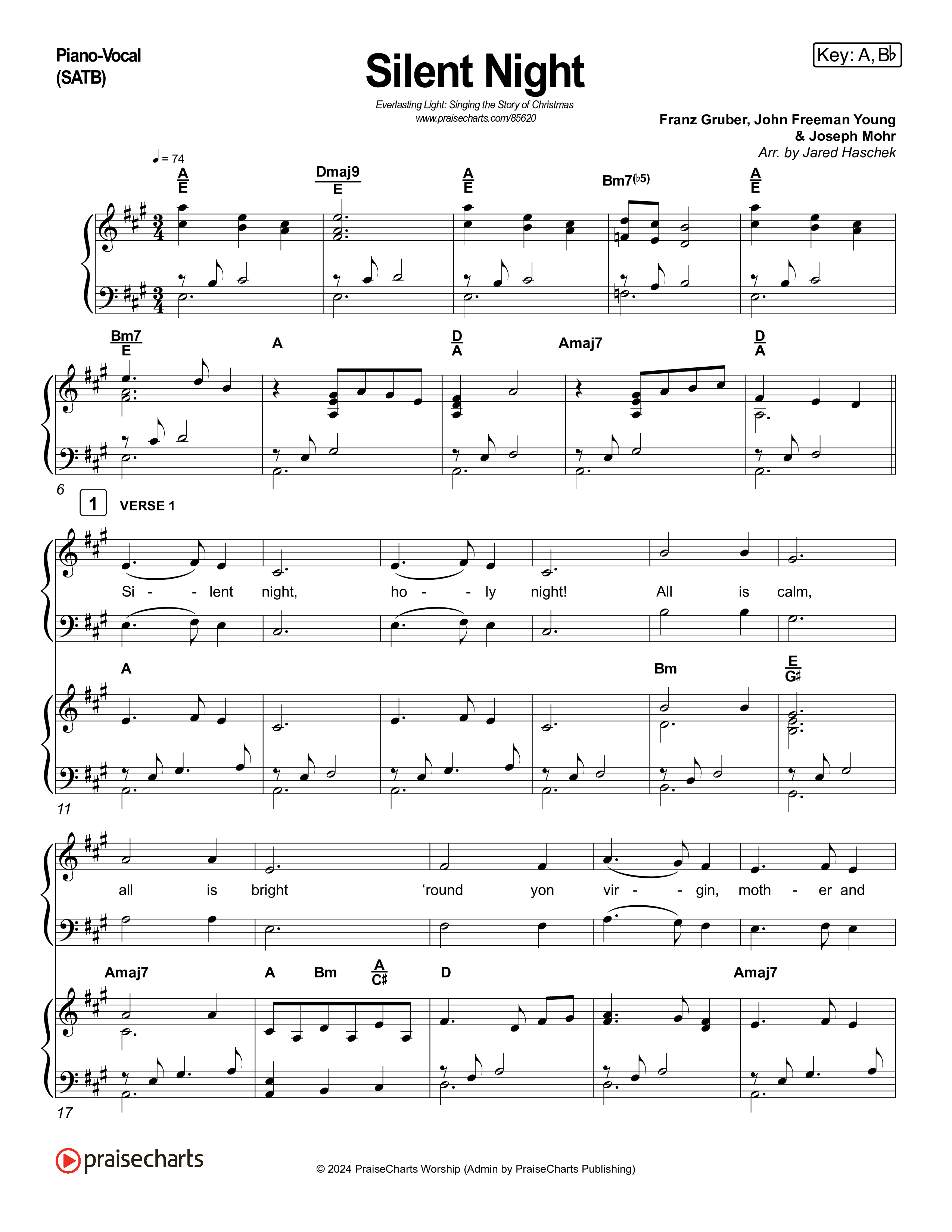 Silent Night (Live) Piano/Vocal Pack (Museum Of The Bible / Indiana Wesleyan University Choir / Arr. Jared Haschek)