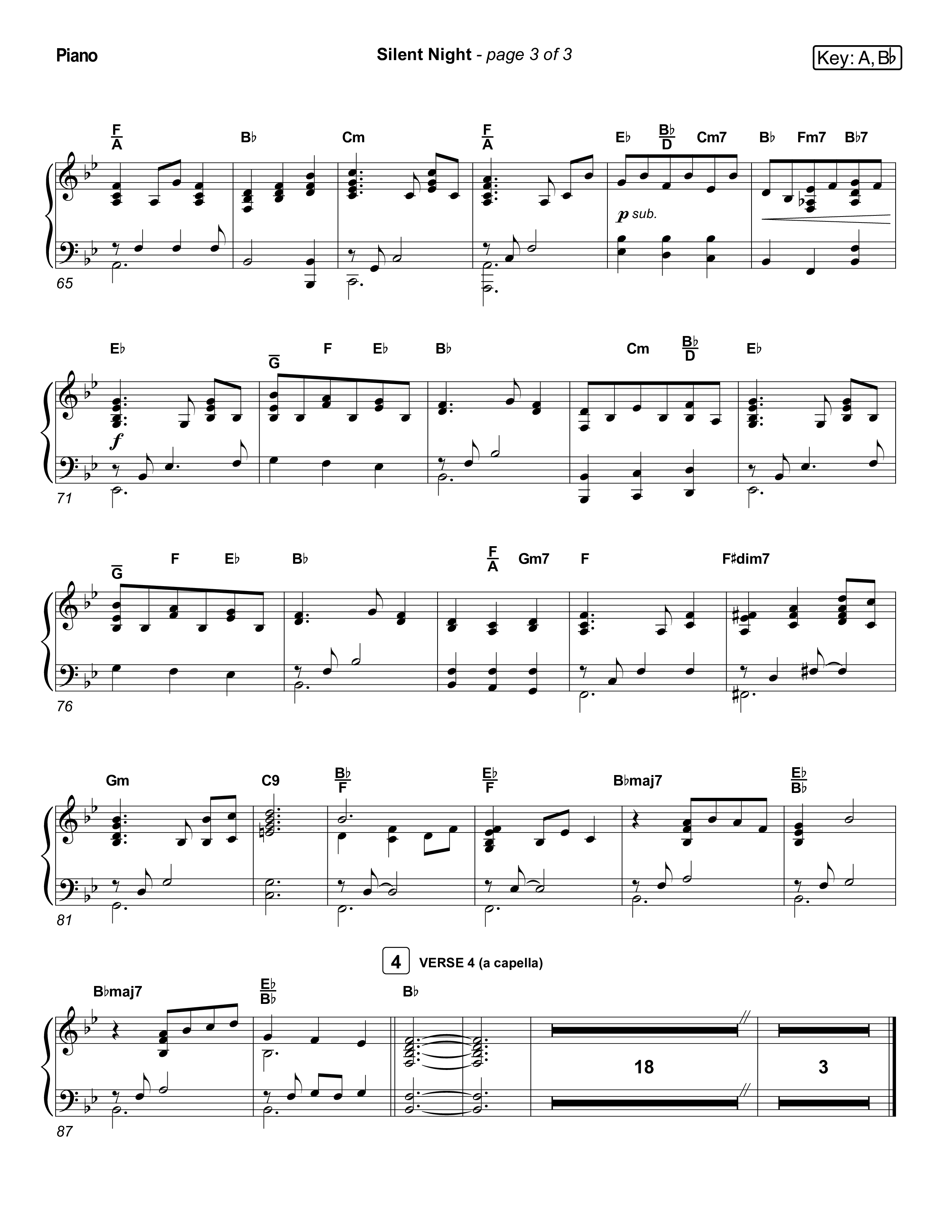 Silent Night (Live) Piano Sheet (Museum Of The Bible / Indiana Wesleyan University Choir / Arr. Jared Haschek)