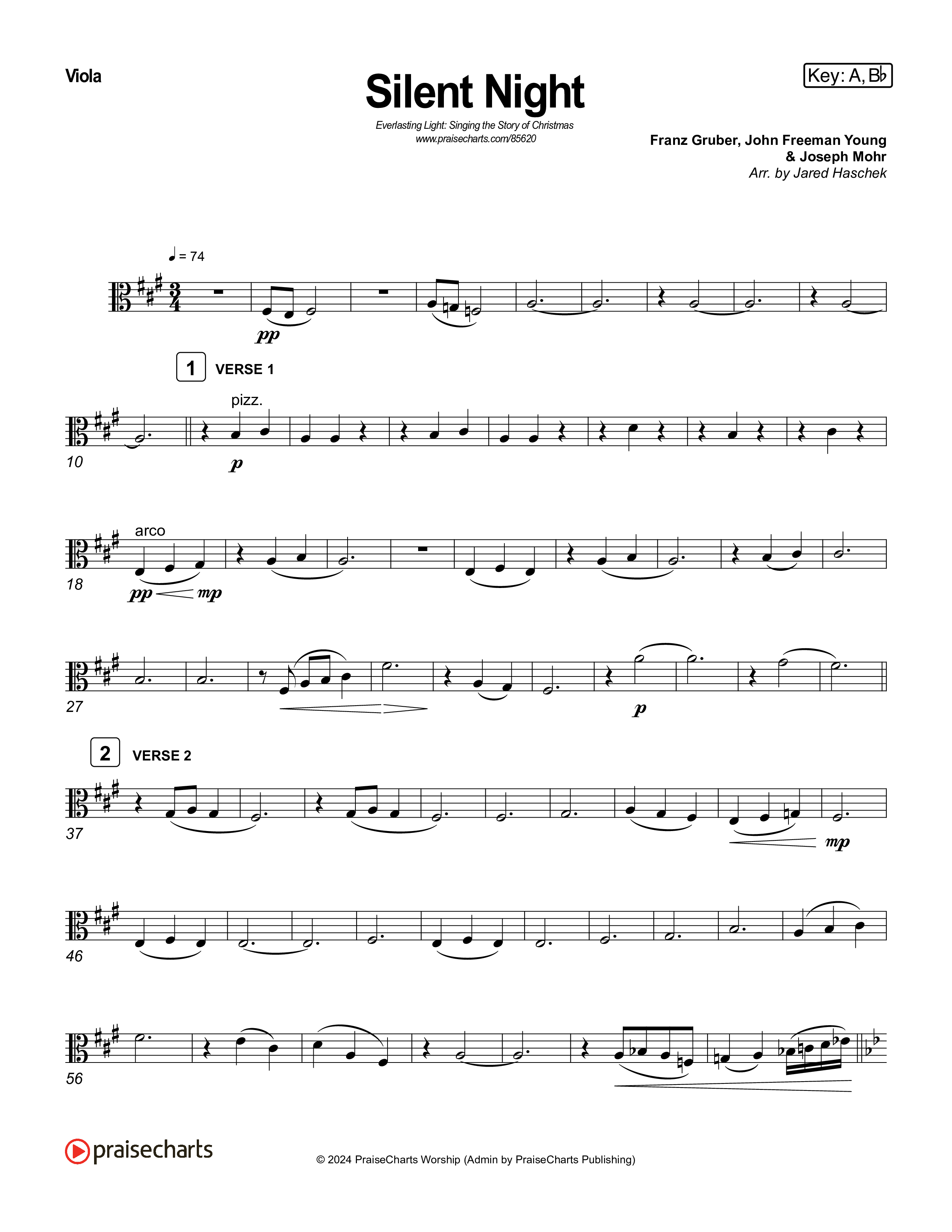 Silent Night (Live) Viola (Museum Of The Bible / Indiana Wesleyan University Choir / Arr. Jared Haschek)