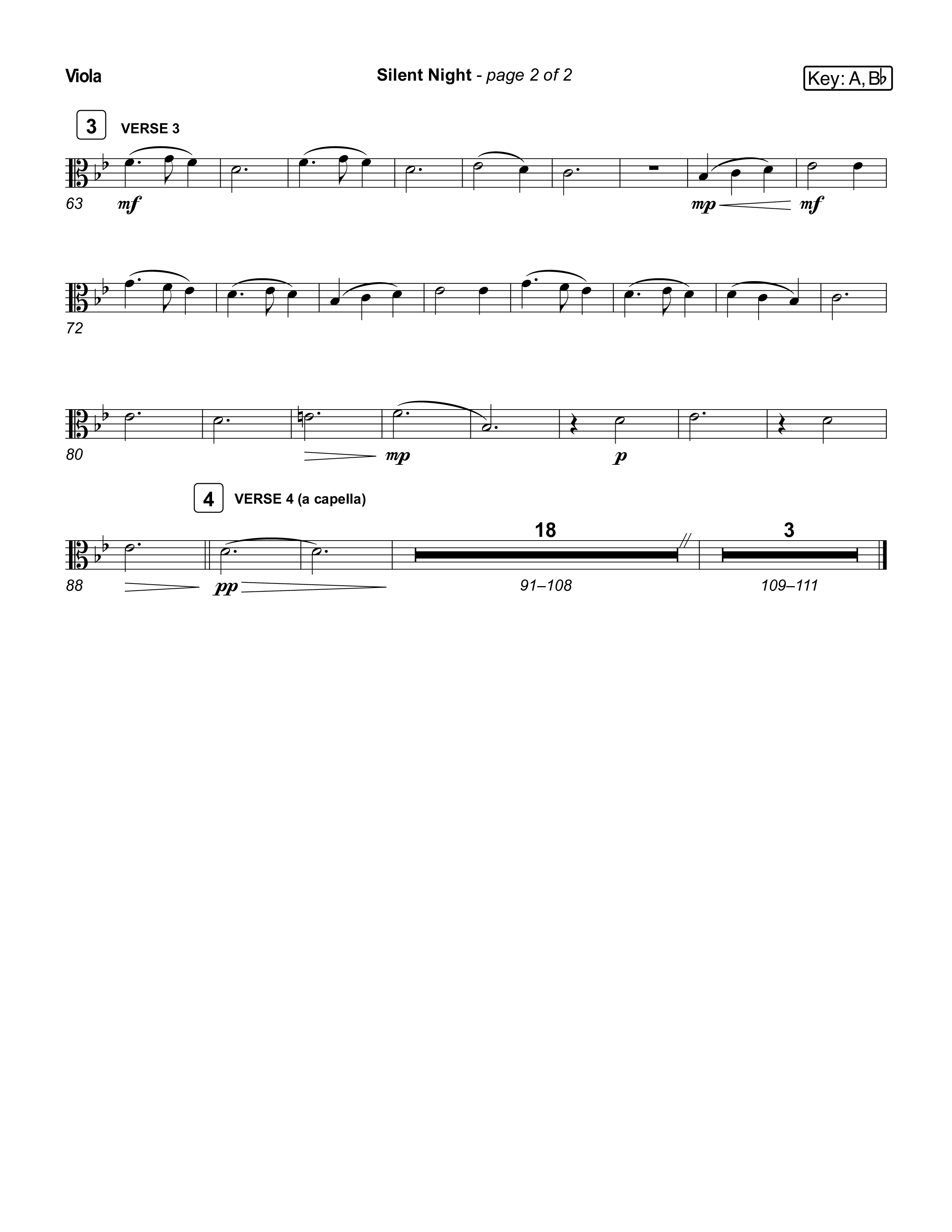 Silent Night (Live) Viola (Museum Of The Bible / Indiana Wesleyan University Choir / Arr. Jared Haschek)