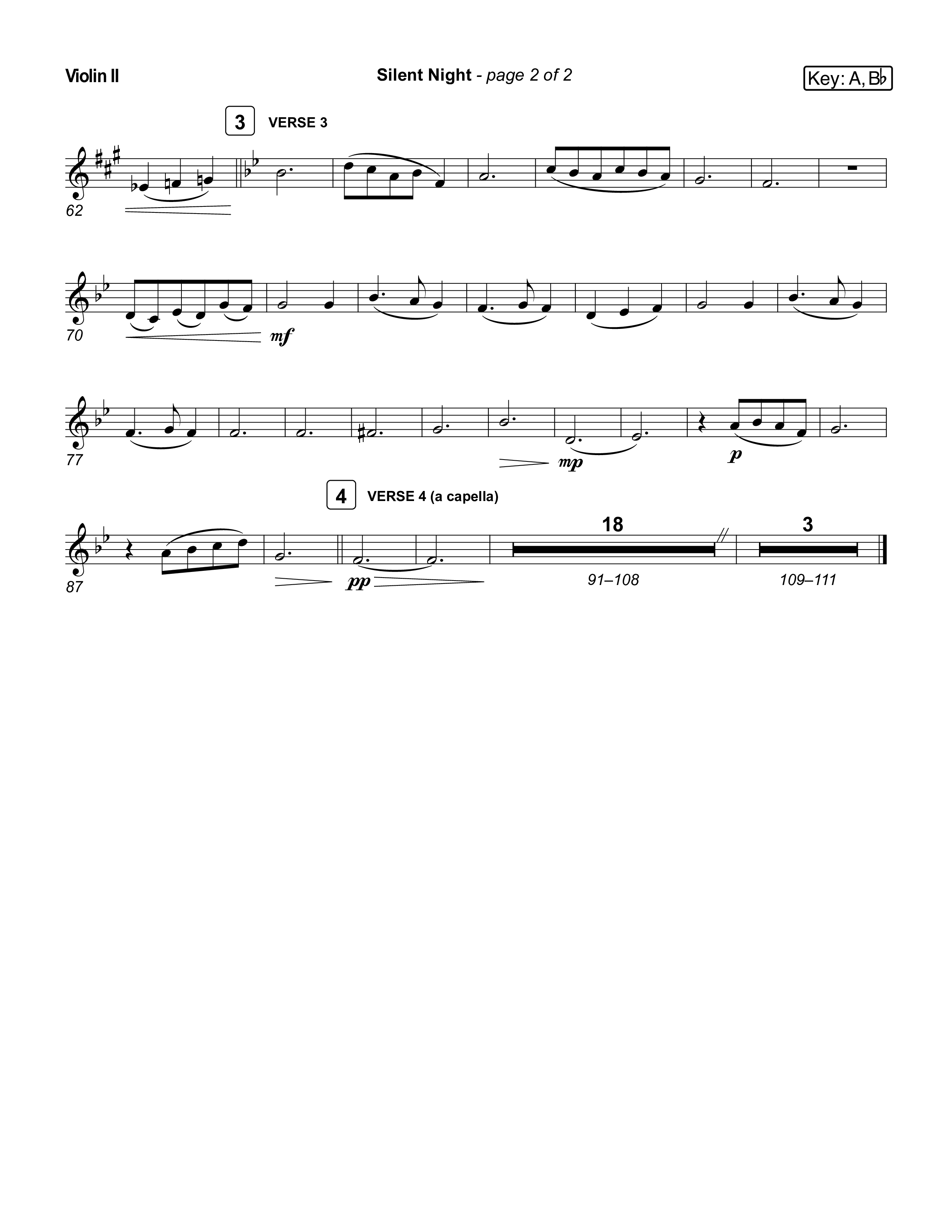 Silent Night (Live) Violin 2 (Museum Of The Bible / Indiana Wesleyan University Choir / Arr. Jared Haschek)