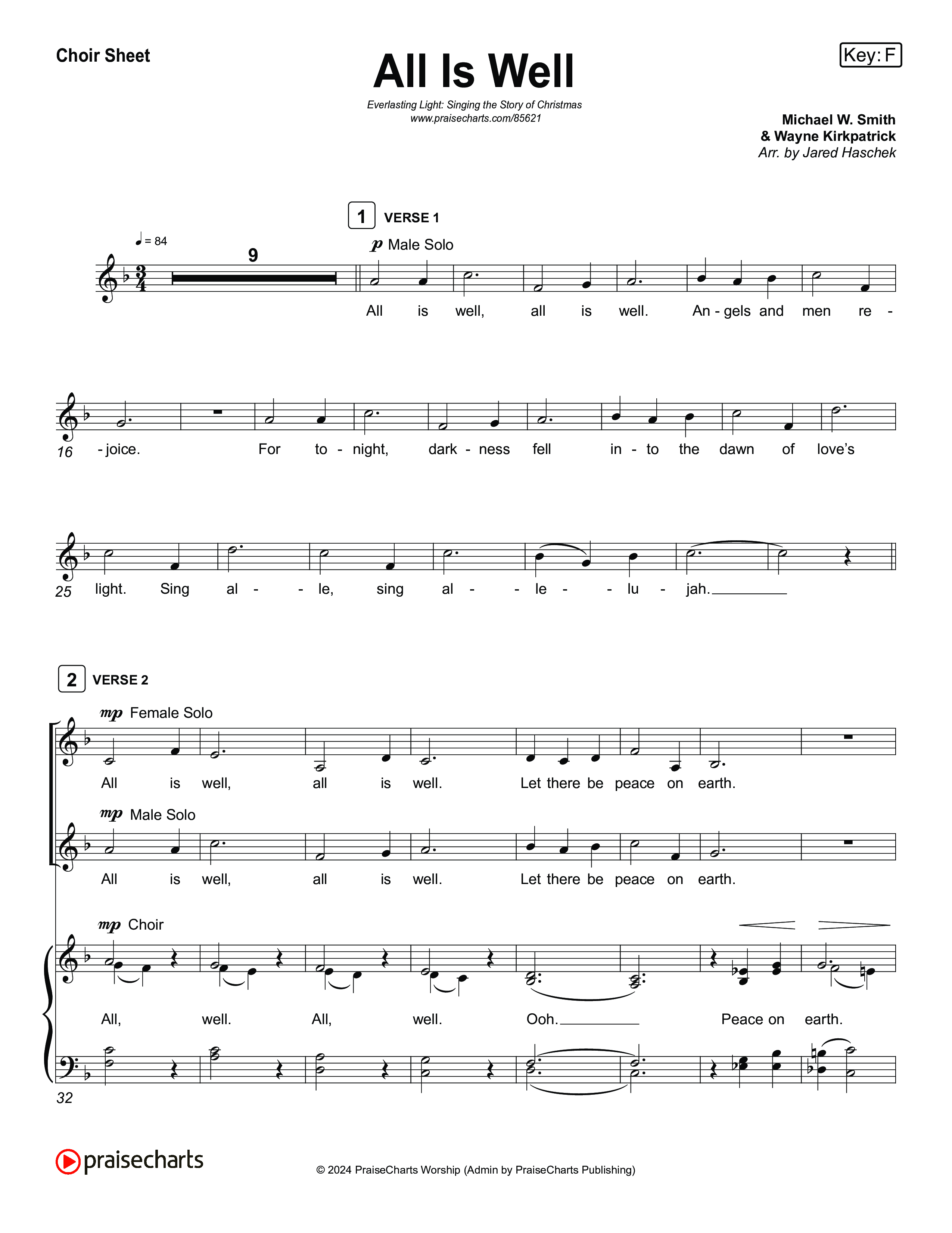 All Is Well (Live) Choir Sheet (SATB) (Museum Of The Bible / Anthony Evans / Tasha Layton / Indiana Wesleyan University Choir / Arr. Jared Haschek)