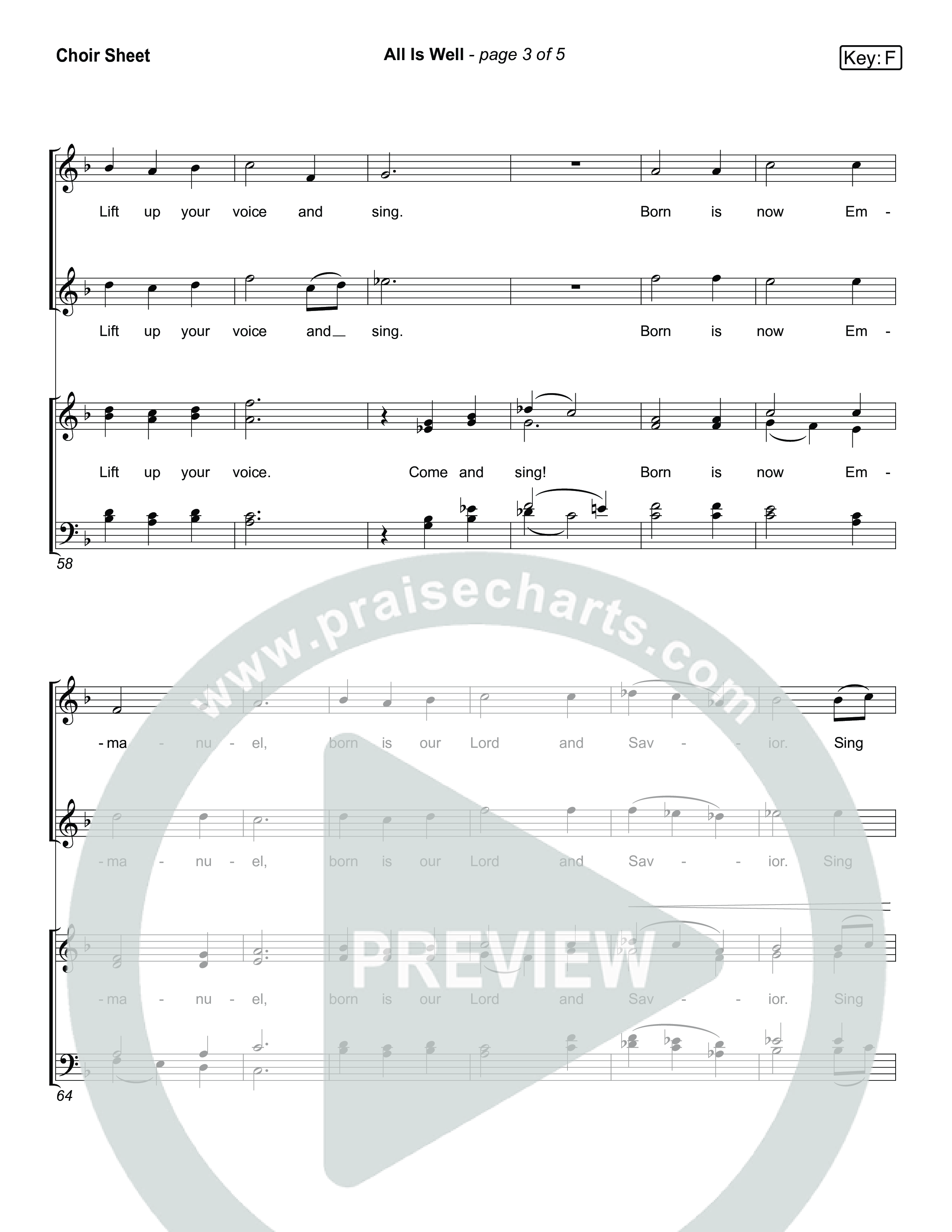 All Is Well (Live) Choir Sheet (SATB) (Museum Of The Bible / Anthony Evans / Tasha Layton / Indiana Wesleyan University Choir / Arr. Jared Haschek)