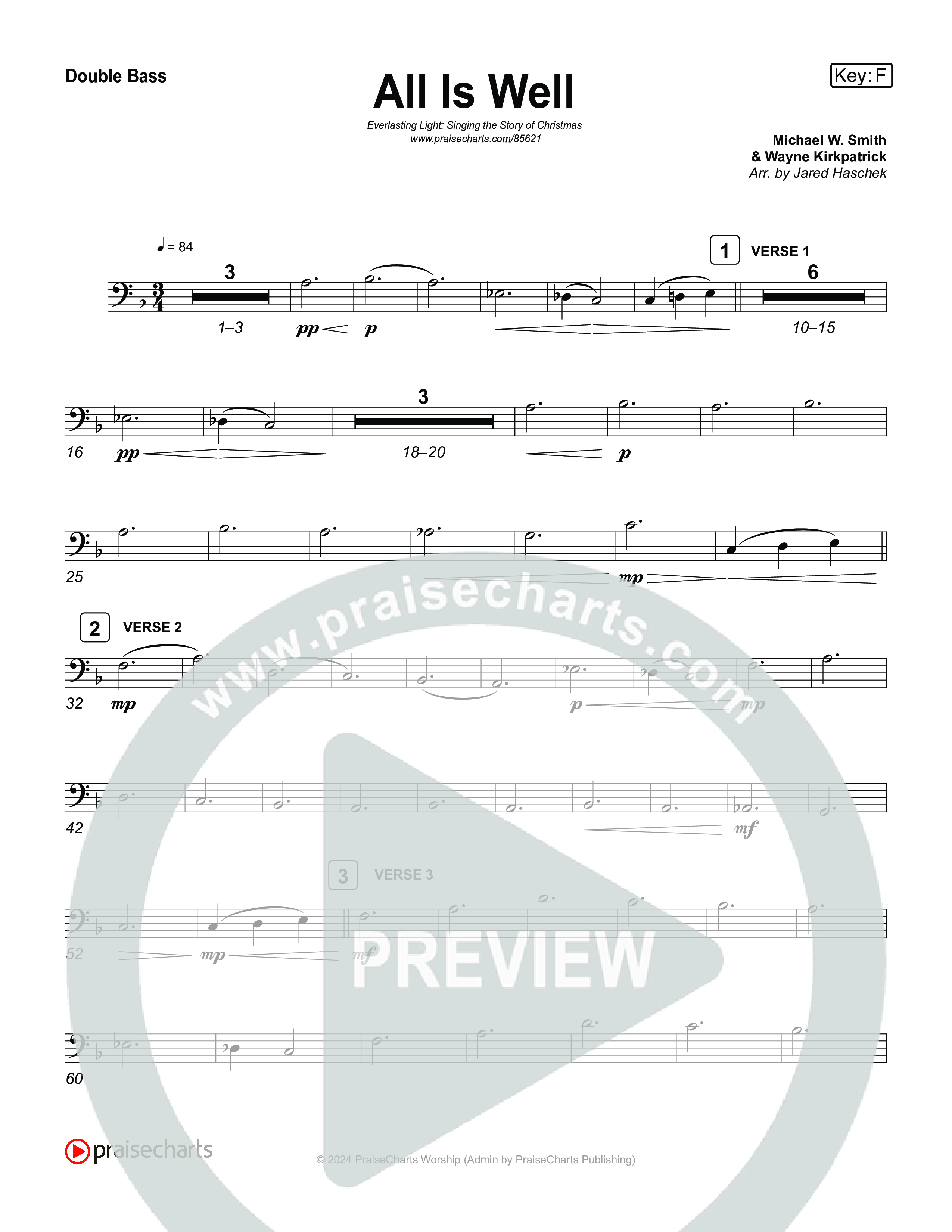 All Is Well (Live) String Bass (Museum Of The Bible / Anthony Evans / Tasha Layton / Indiana Wesleyan University Choir / Arr. Jared Haschek)