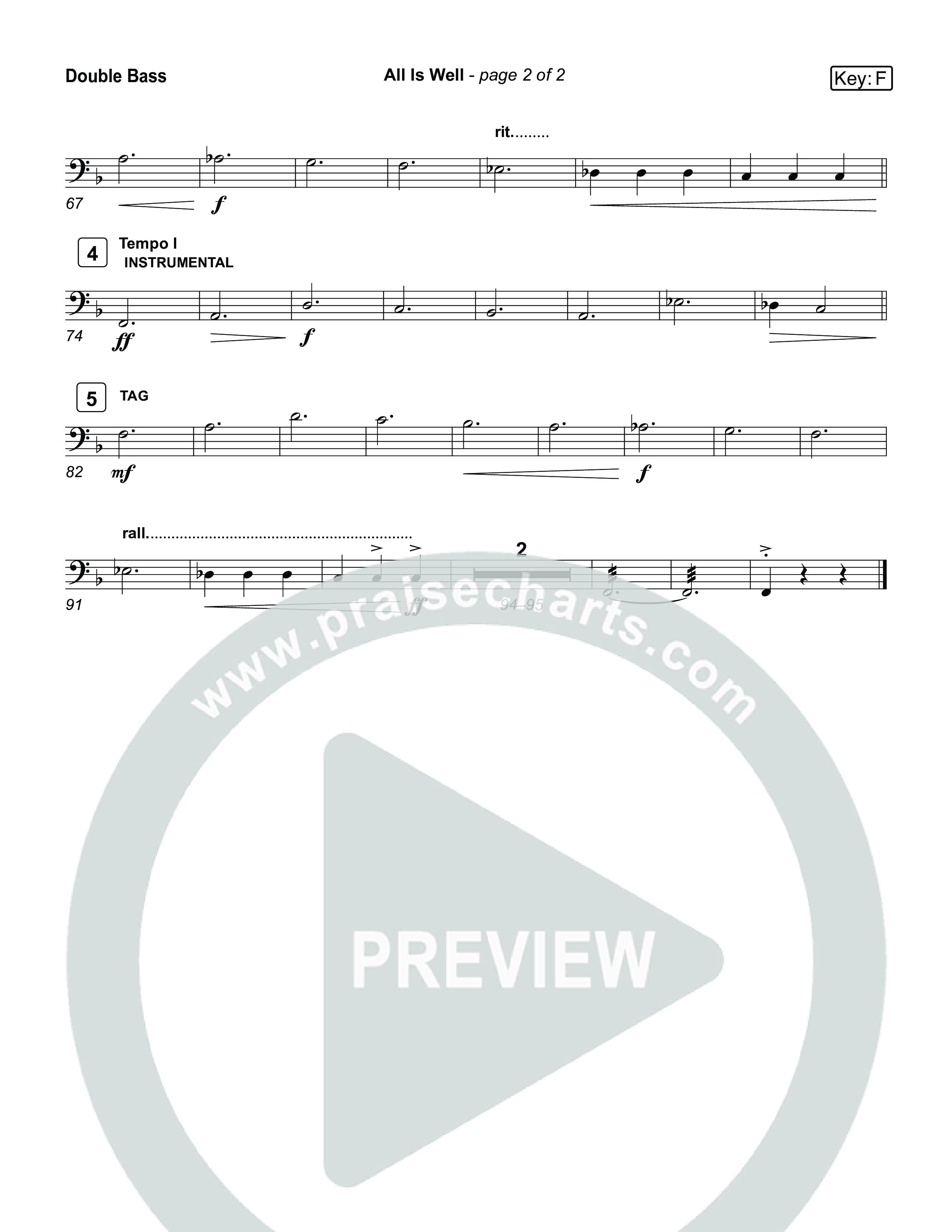 All Is Well (Live) String Bass (Museum Of The Bible / Anthony Evans / Tasha Layton / Indiana Wesleyan University Choir / Arr. Jared Haschek)