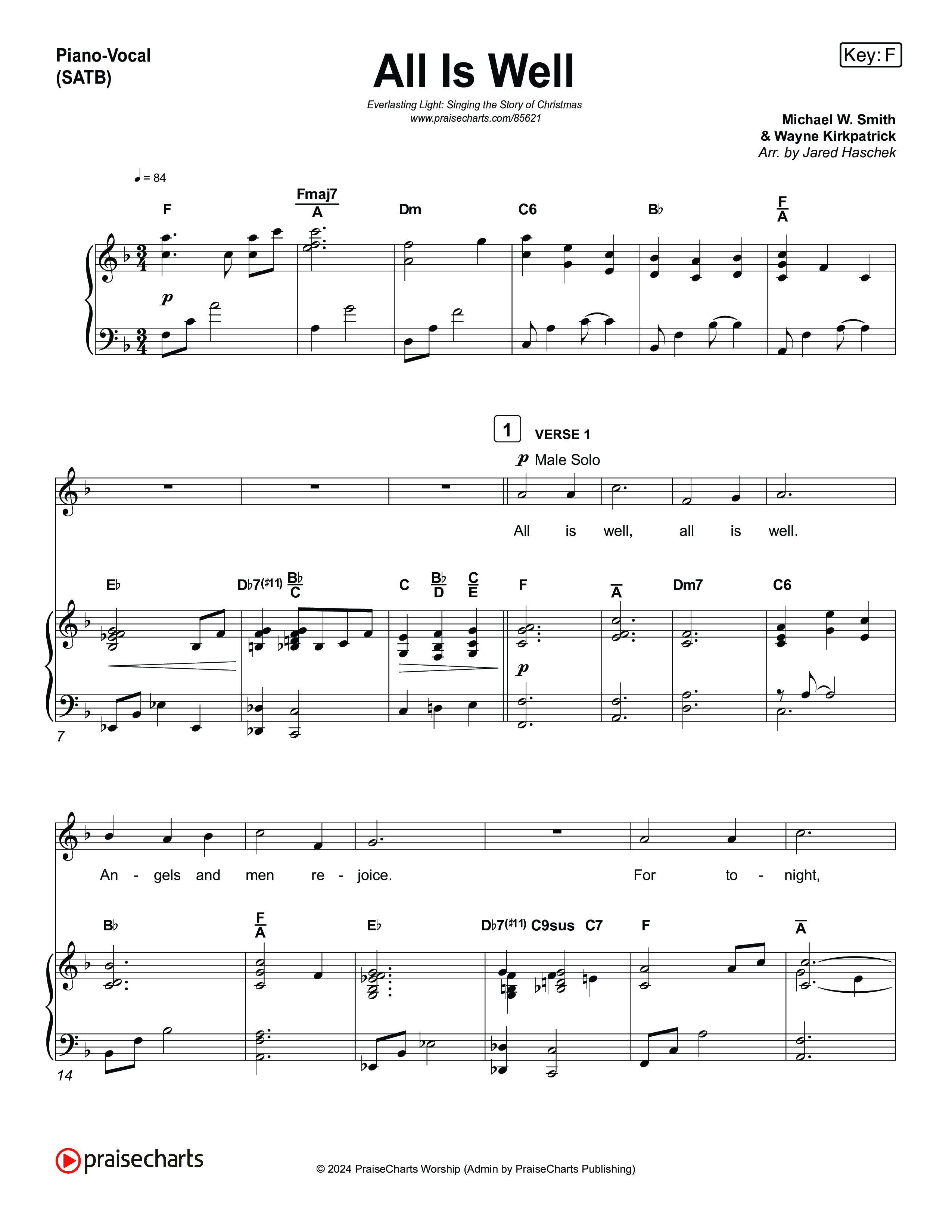 All Is Well (Live) Piano/Vocal Pack (Museum Of The Bible / Anthony Evans / Tasha Layton / Indiana Wesleyan University Choir / Arr. Jared Haschek)