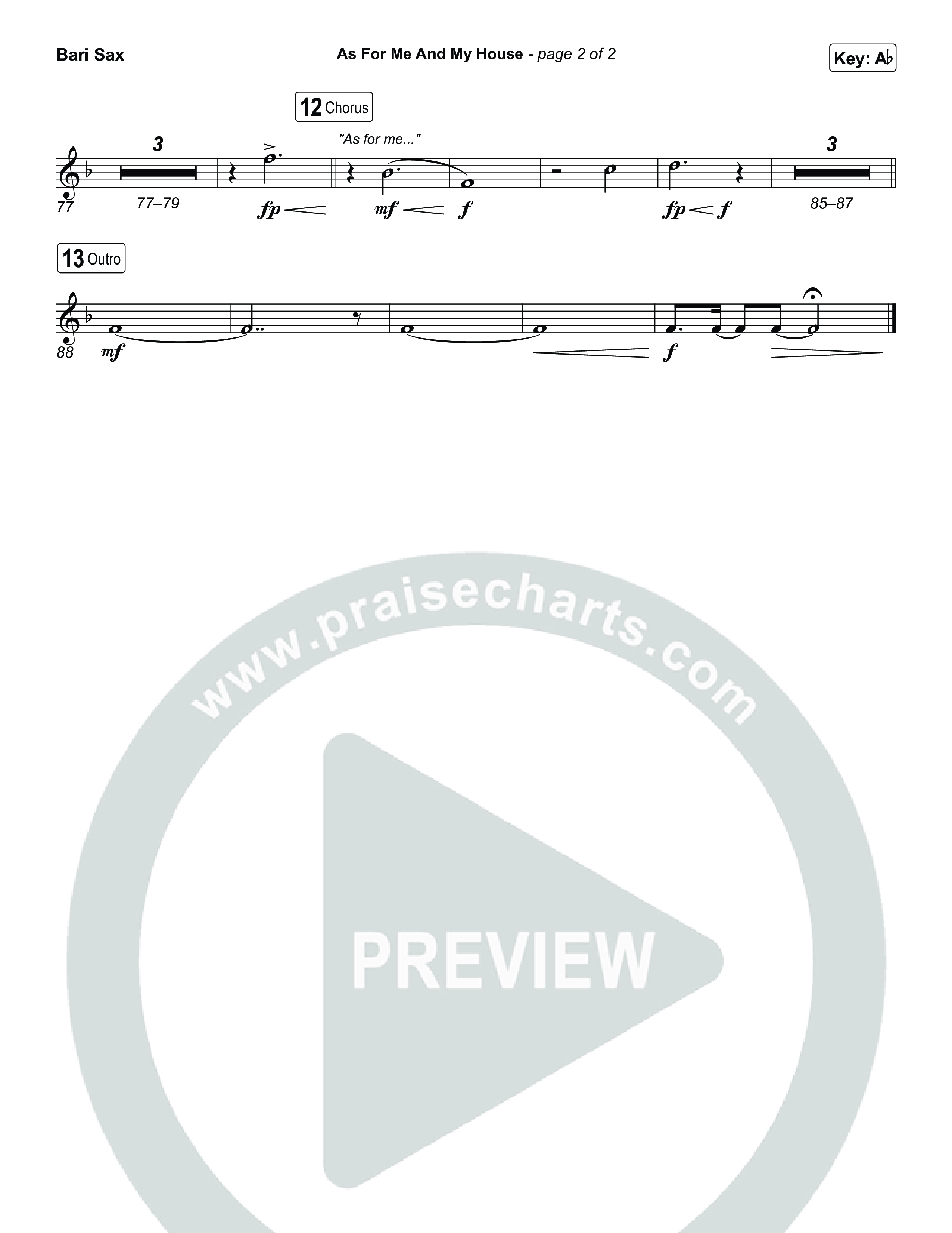 As For Me And My House (Choral/SATB) Bari Sax (Brooke Voland / Arr. Travis Cottrell / Arr. Mason Brown)