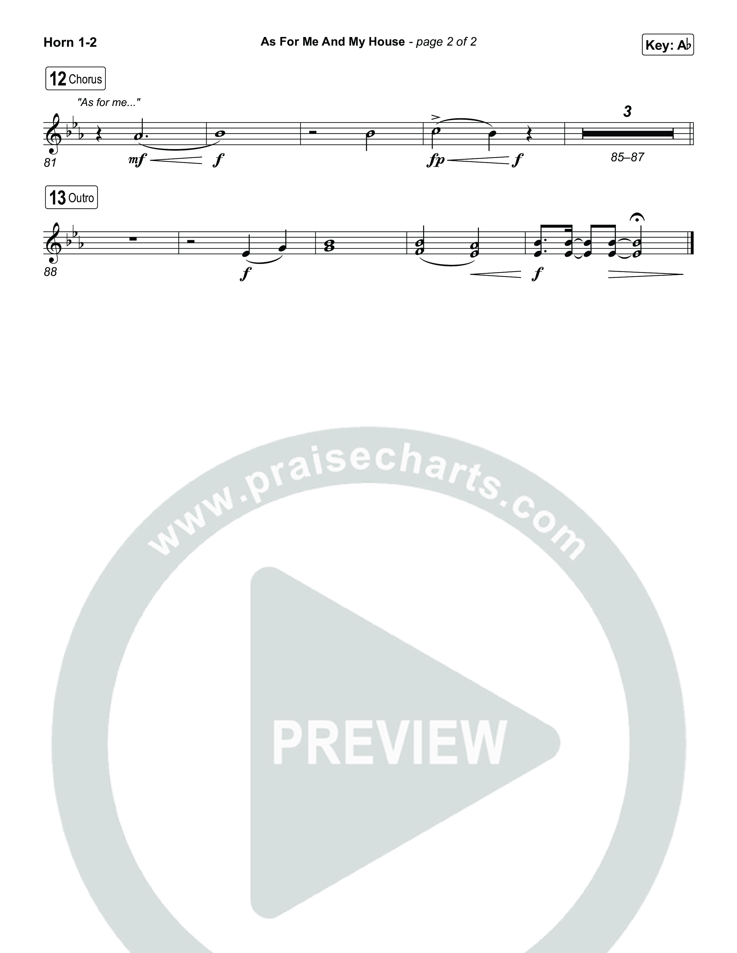 As For Me And My House (Choral/SATB) French Horn 1,2 (Brooke Voland / Arr. Travis Cottrell / Arr. Mason Brown)