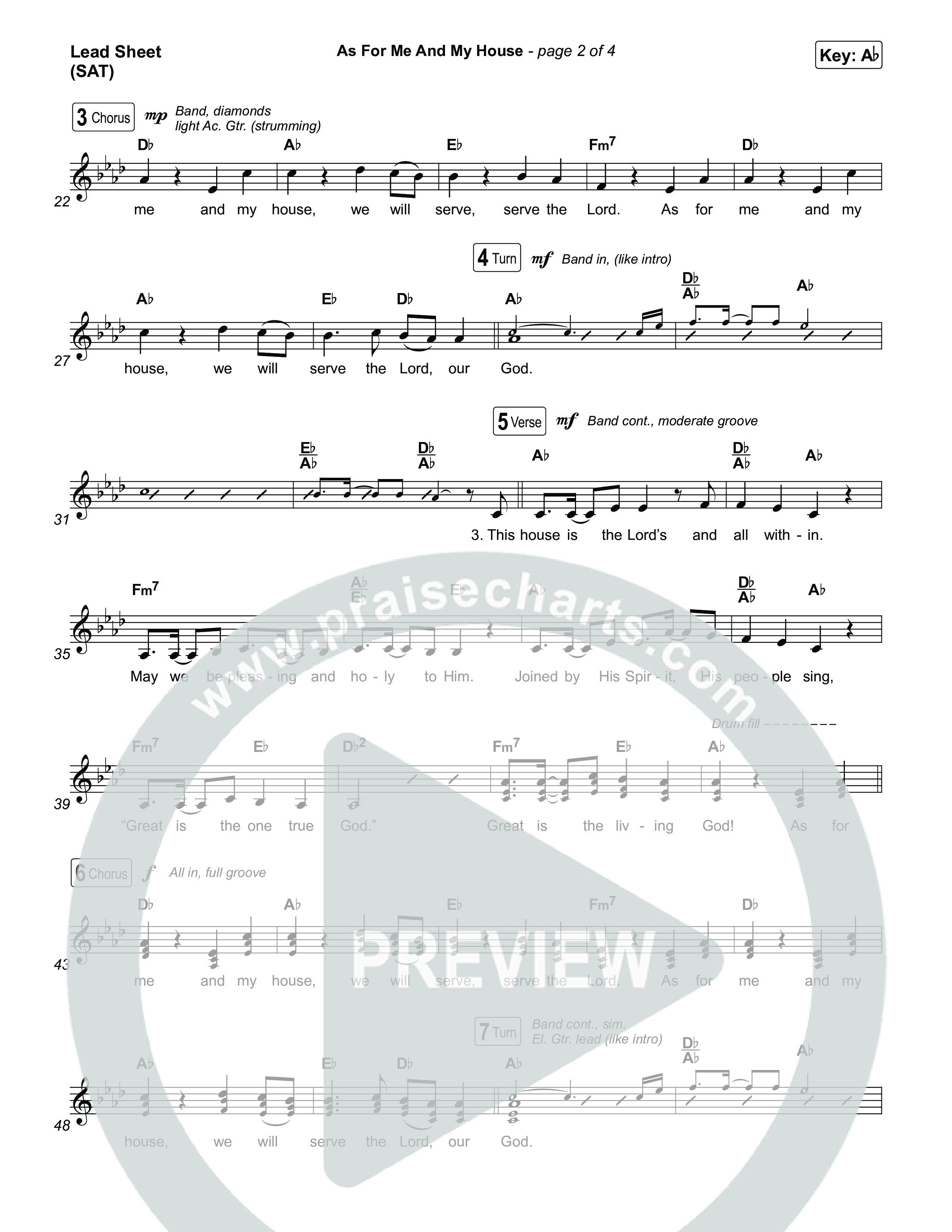 As For Me And My House (Choral/SATB) Lead Sheet (SAT) (Brooke Voland / Arr. Travis Cottrell / Arr. Mason Brown)