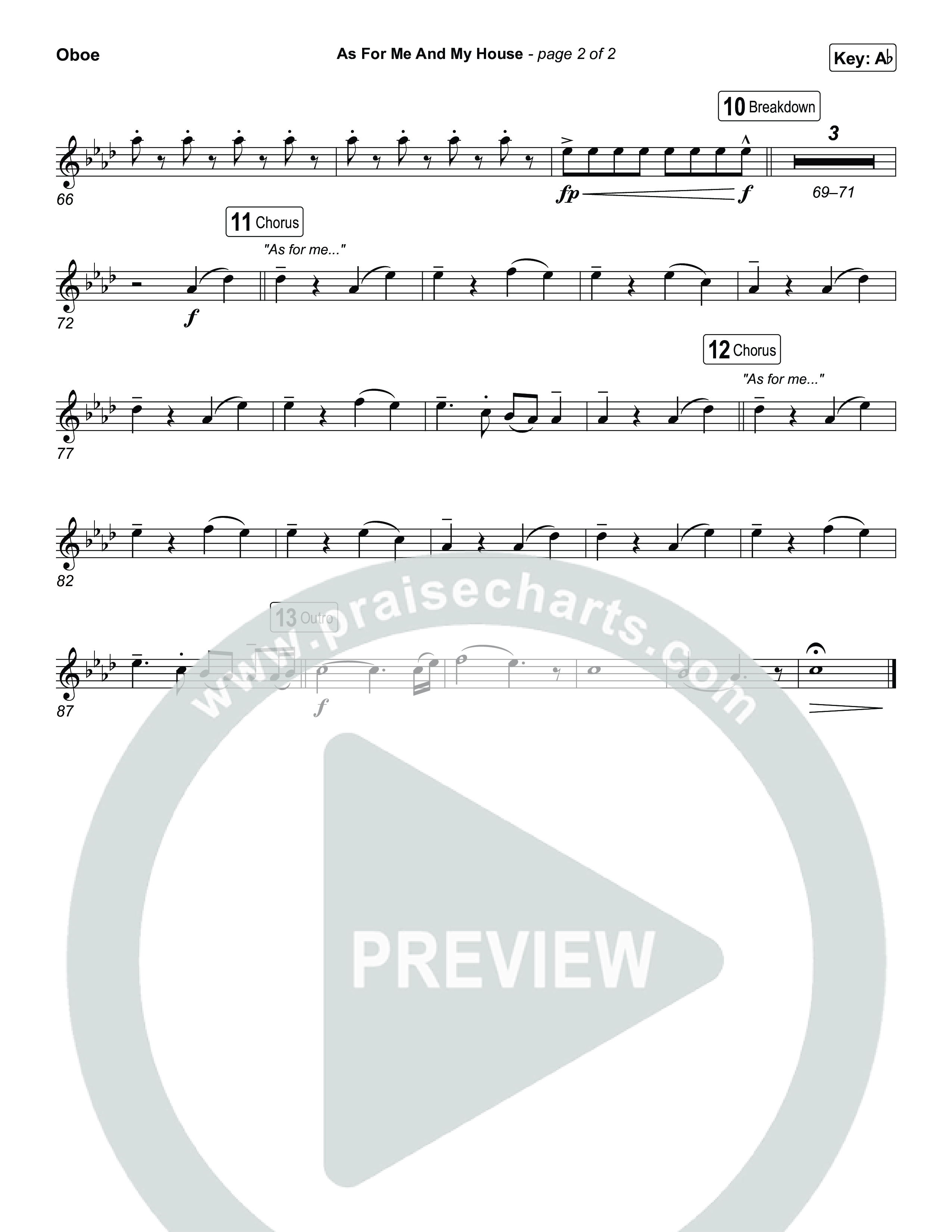 As For Me And My House (Choral/SATB) Oboe (Brooke Voland / Arr. Travis Cottrell / Arr. Mason Brown)