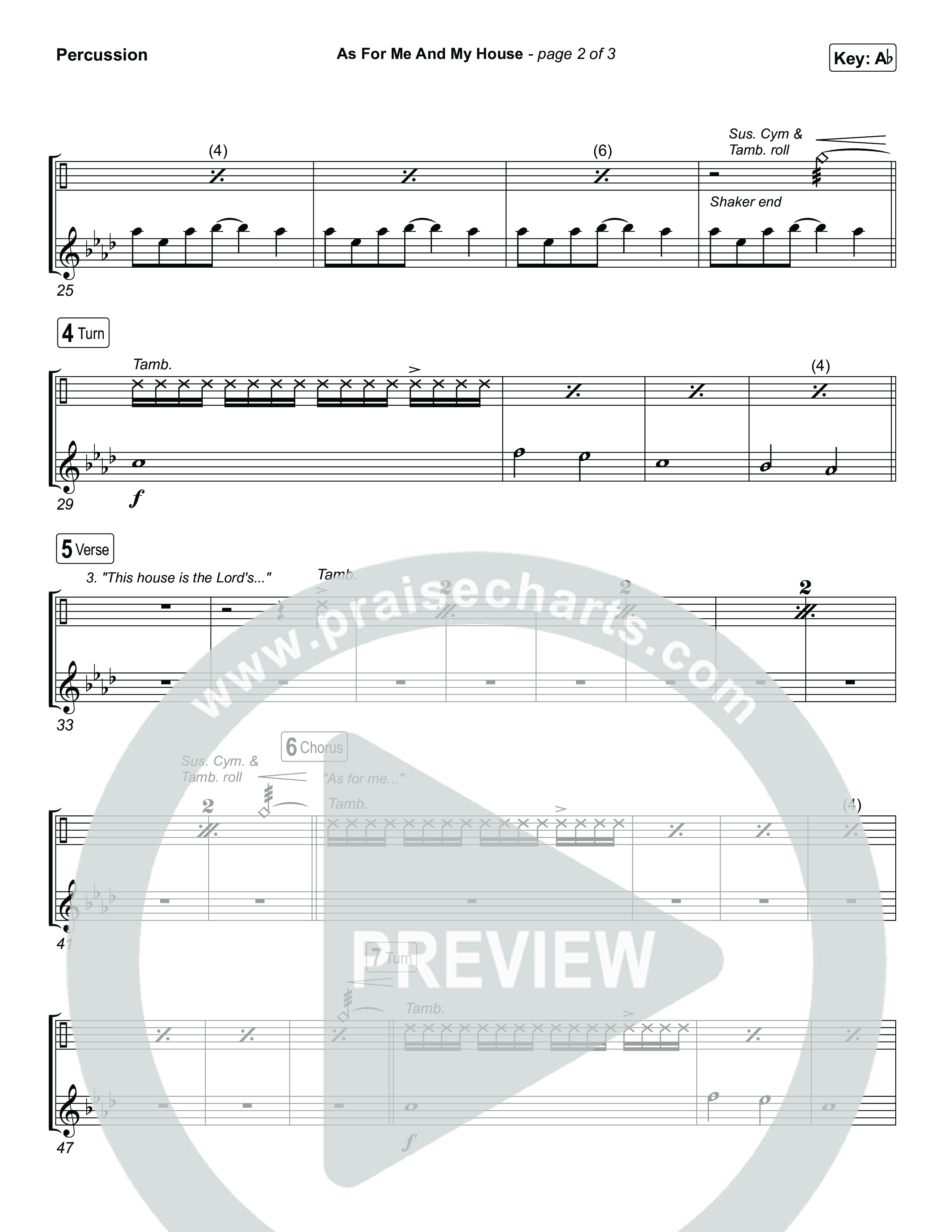 As For Me And My House (Choral/SATB) Percussion (Brooke Voland / Arr. Travis Cottrell / Arr. Mason Brown)