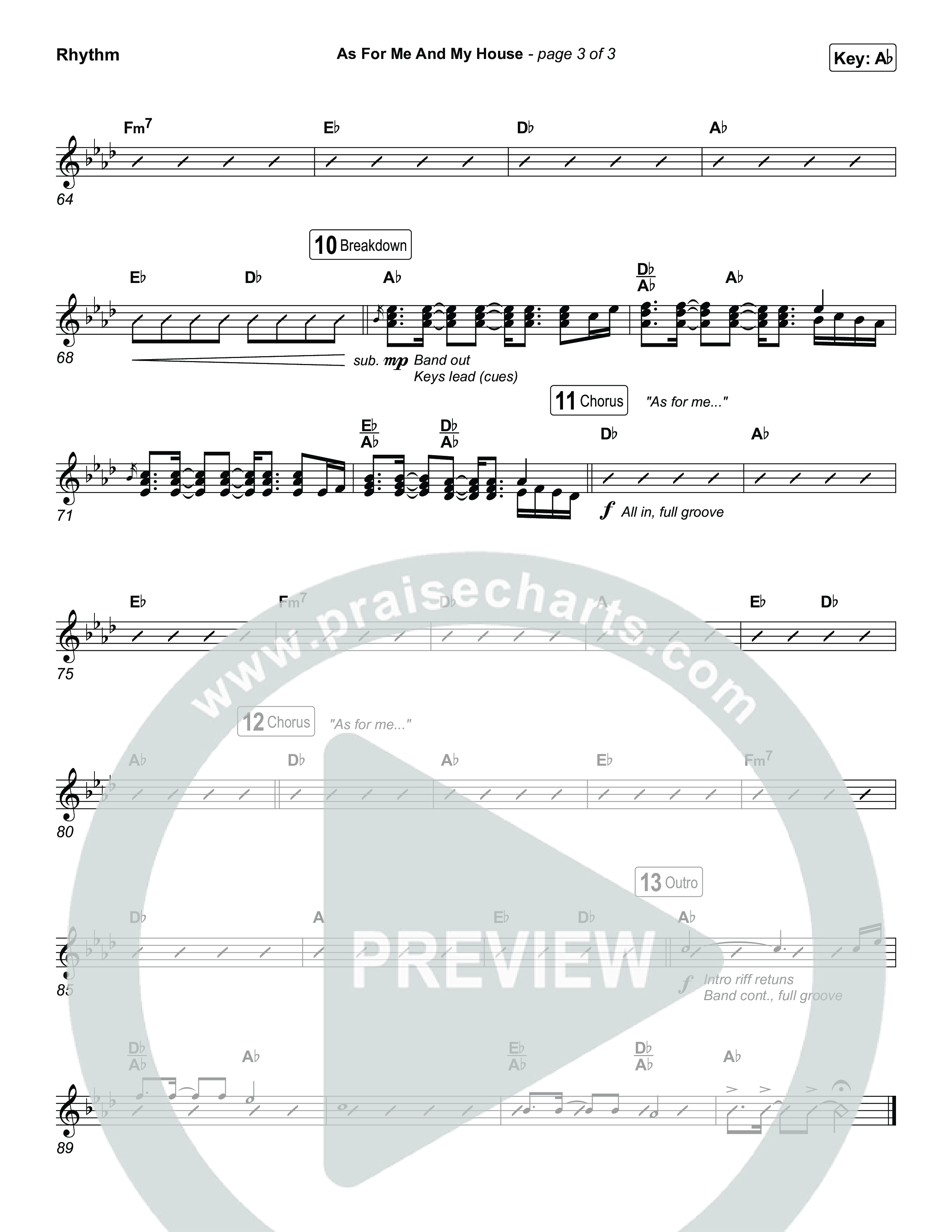 As For Me And My House (Choral/SATB) Rhythm Chart (Brooke Voland / Arr. Travis Cottrell / Arr. Mason Brown)