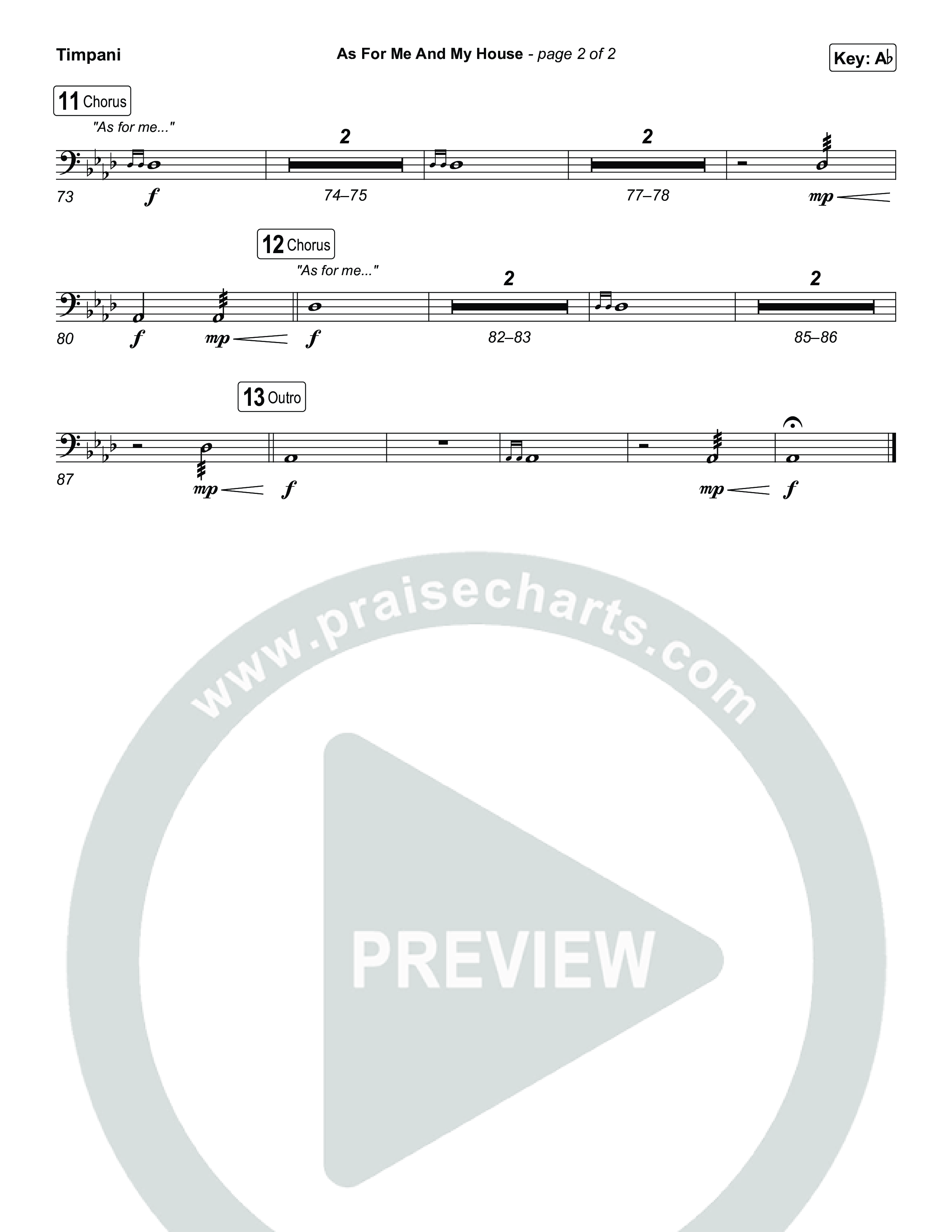 As For Me And My House (Choral/SATB) Timpani (Brooke Voland / Arr. Travis Cottrell / Arr. Mason Brown)