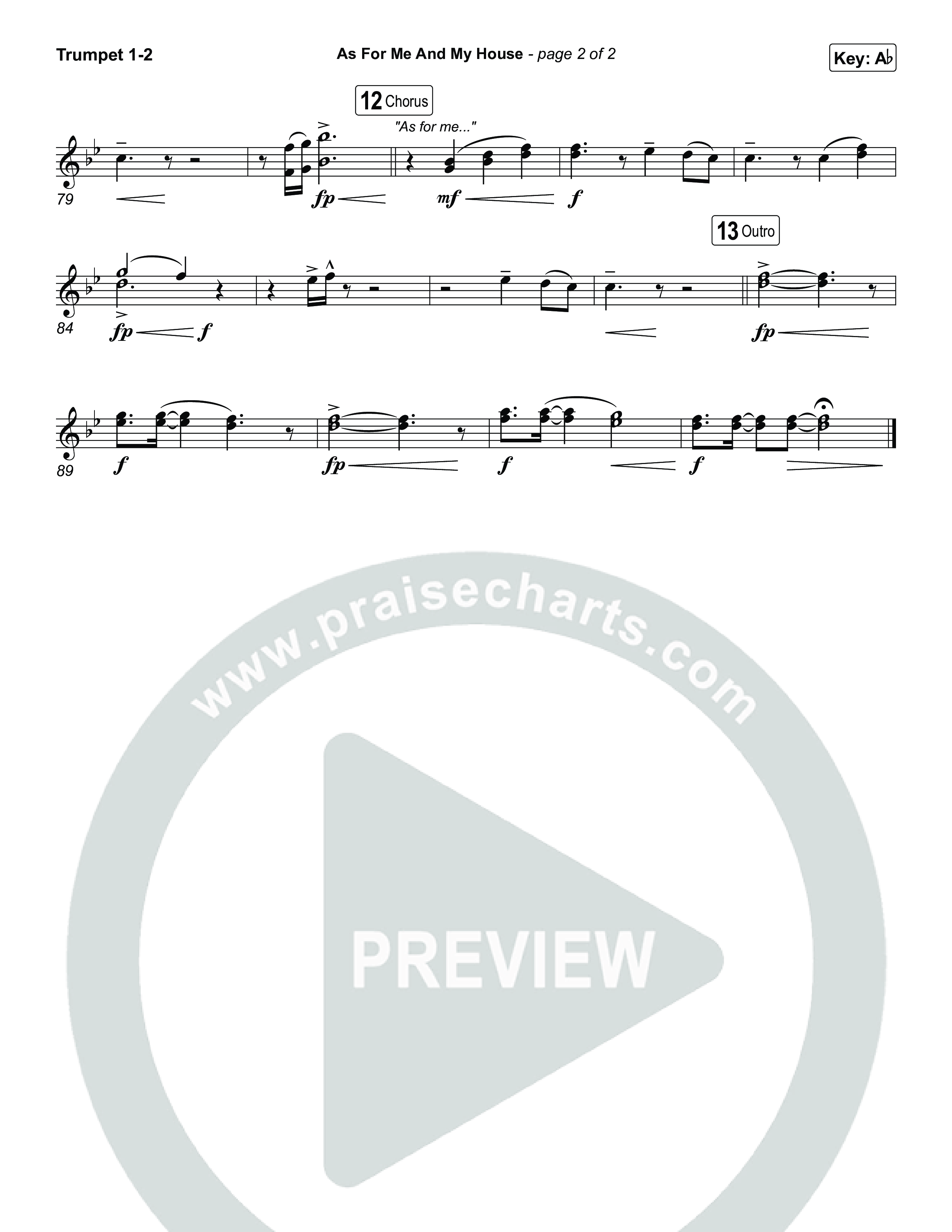 As For Me And My House (Choral/SATB) Trumpet 1,2 (Brooke Voland / Arr. Travis Cottrell / Arr. Mason Brown)