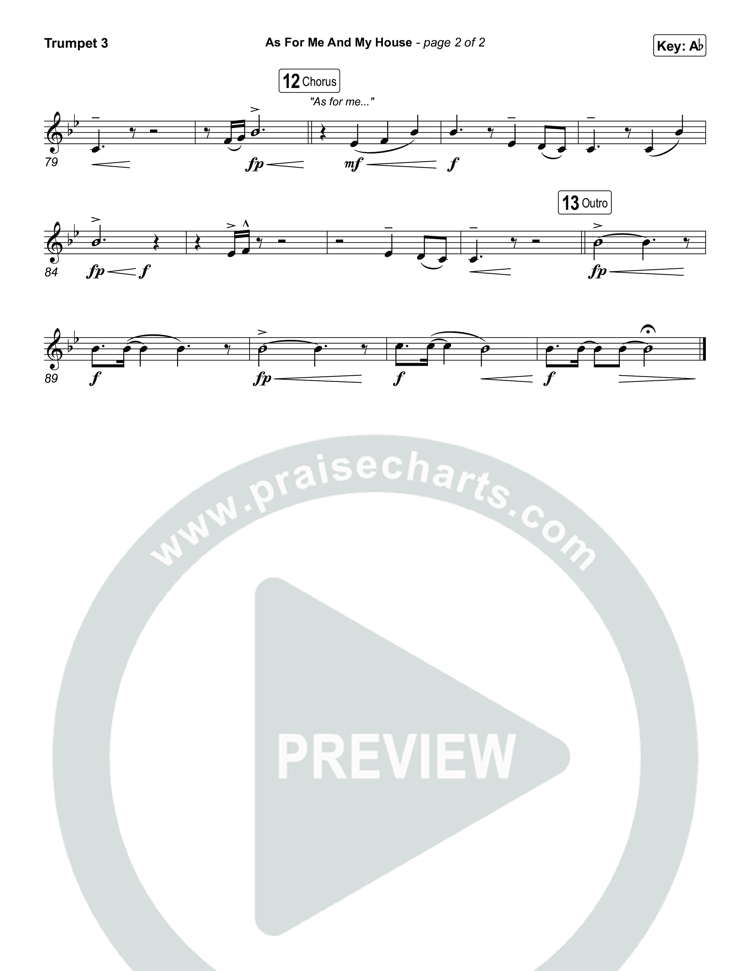As For Me And My House (Choral/SATB) Trumpet 3 (Brooke Voland / Arr. Travis Cottrell / Arr. Mason Brown)