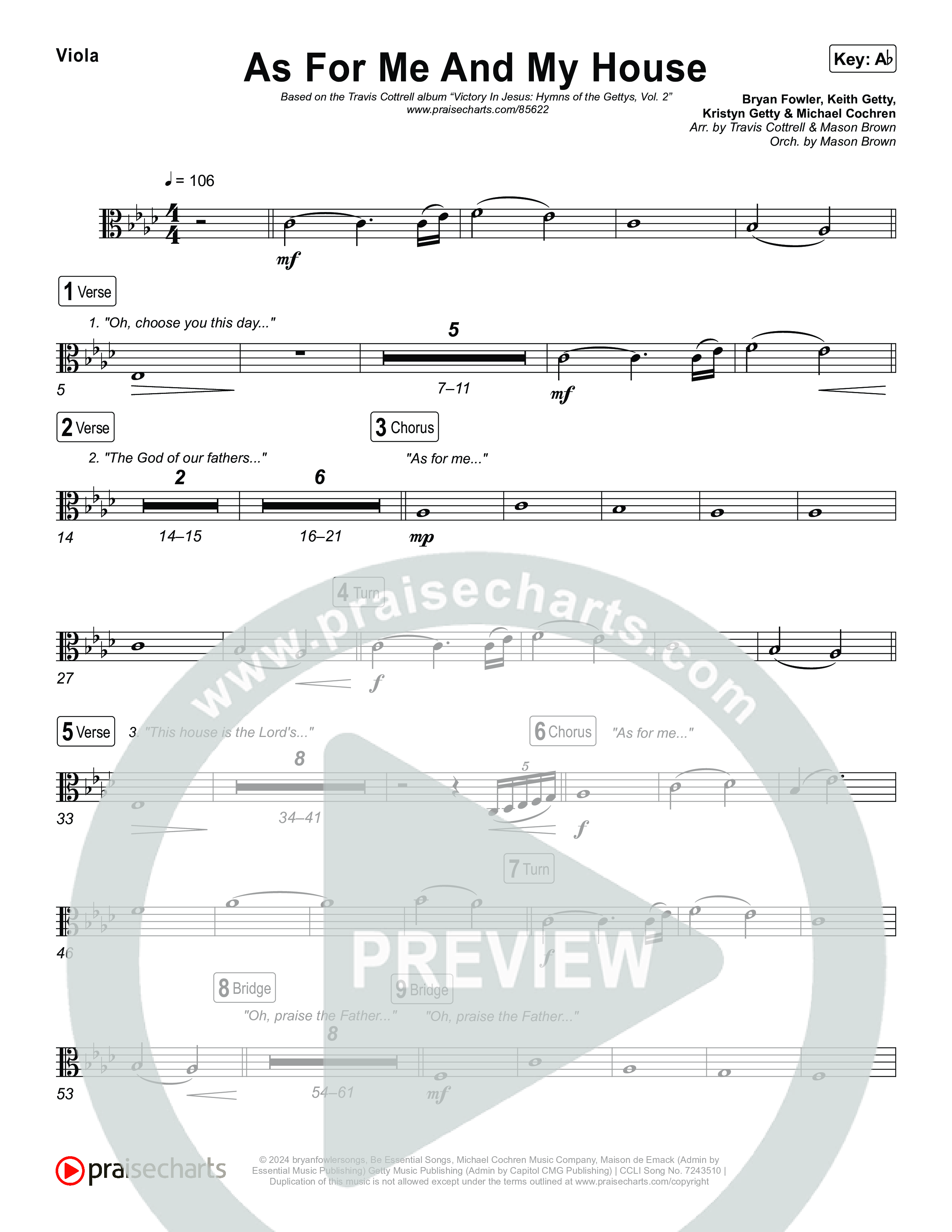 As For Me And My House (Choral/SATB) String Pack (Brooke Voland / Arr. Travis Cottrell / Arr. Mason Brown)