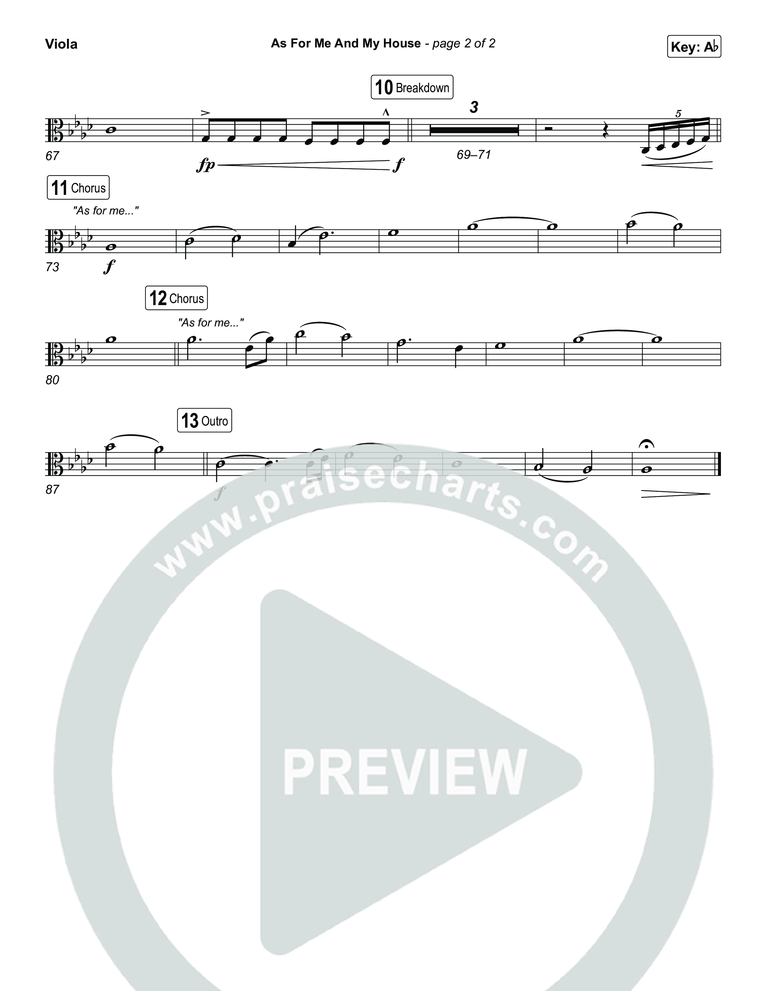 As For Me And My House (Choral/SATB) Viola (Brooke Voland / Arr. Travis Cottrell / Arr. Mason Brown)