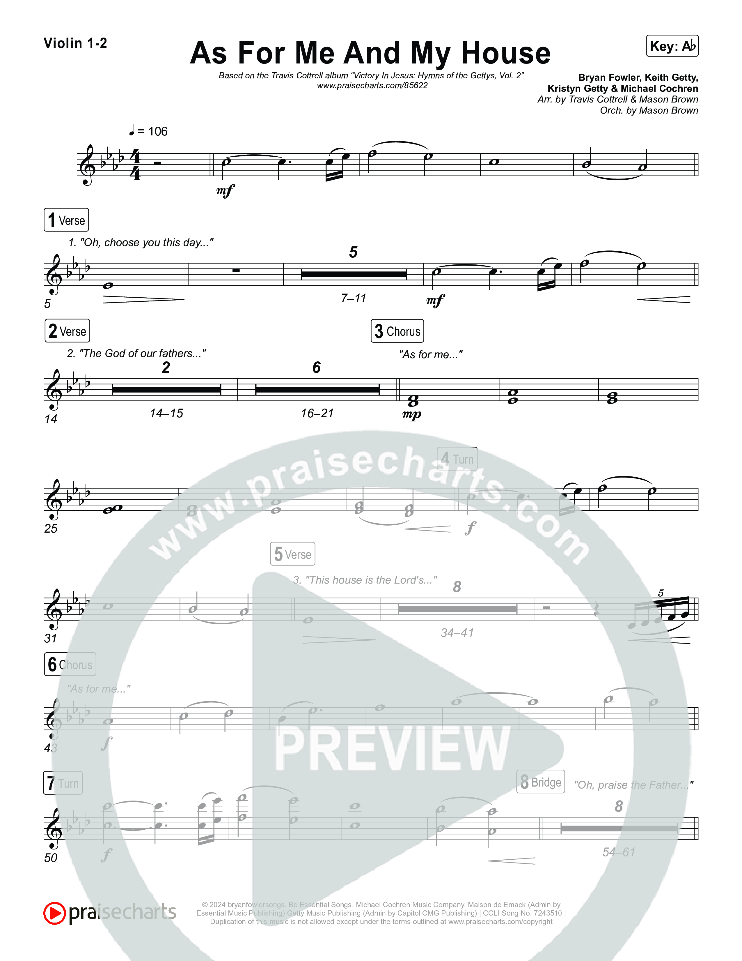 As For Me And My House (Choral/SATB) String Pack (Brooke Voland / Arr. Travis Cottrell / Arr. Mason Brown)