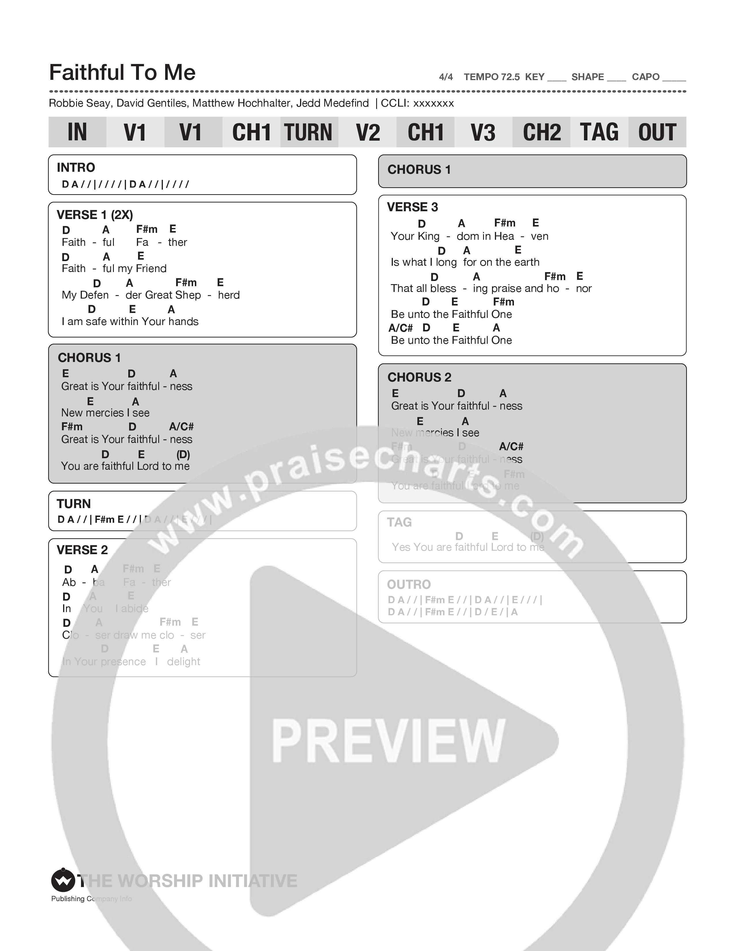 Faithful to Me Chord Chart (The Worship Initiative)
