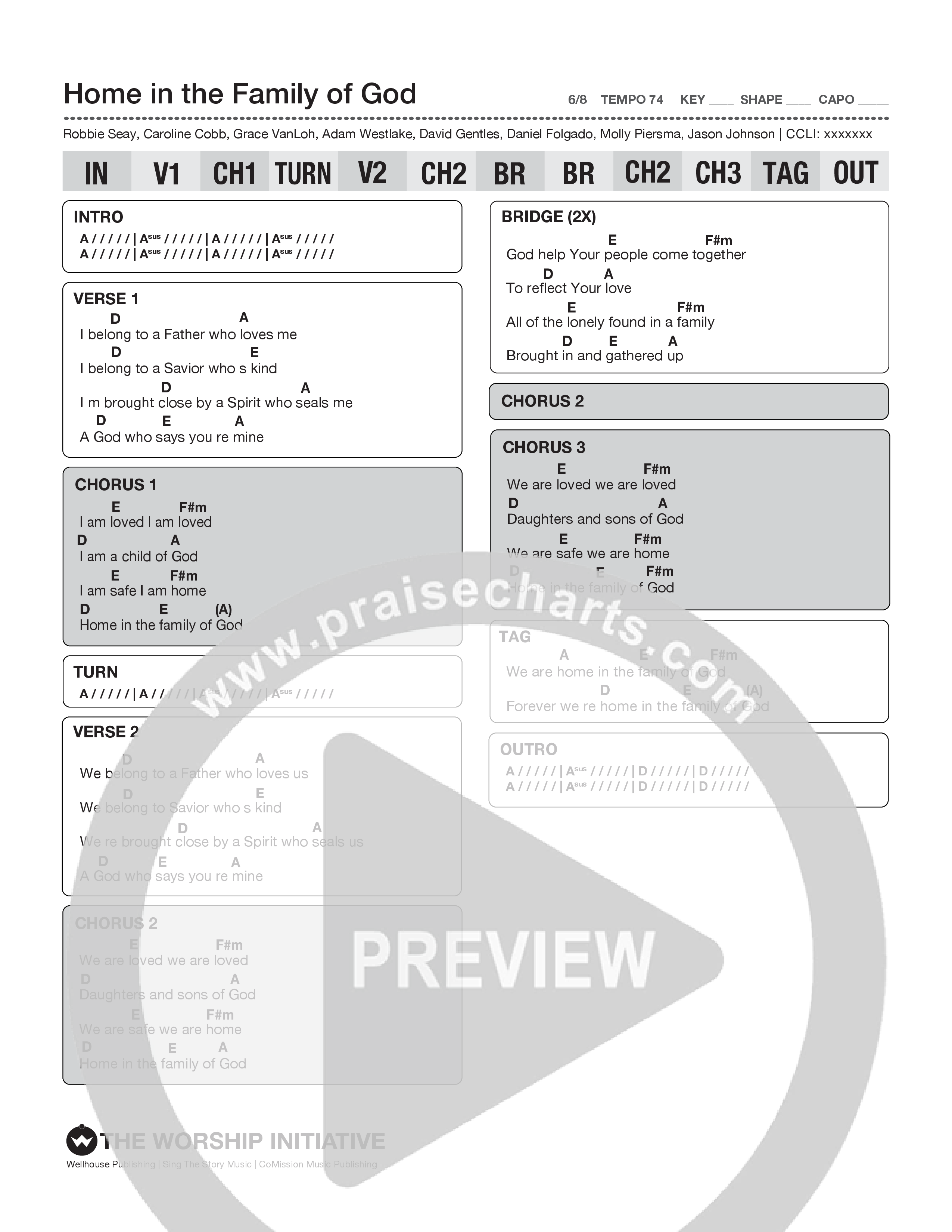 Home In The Family of God Chord Chart (The Worship Initiative)