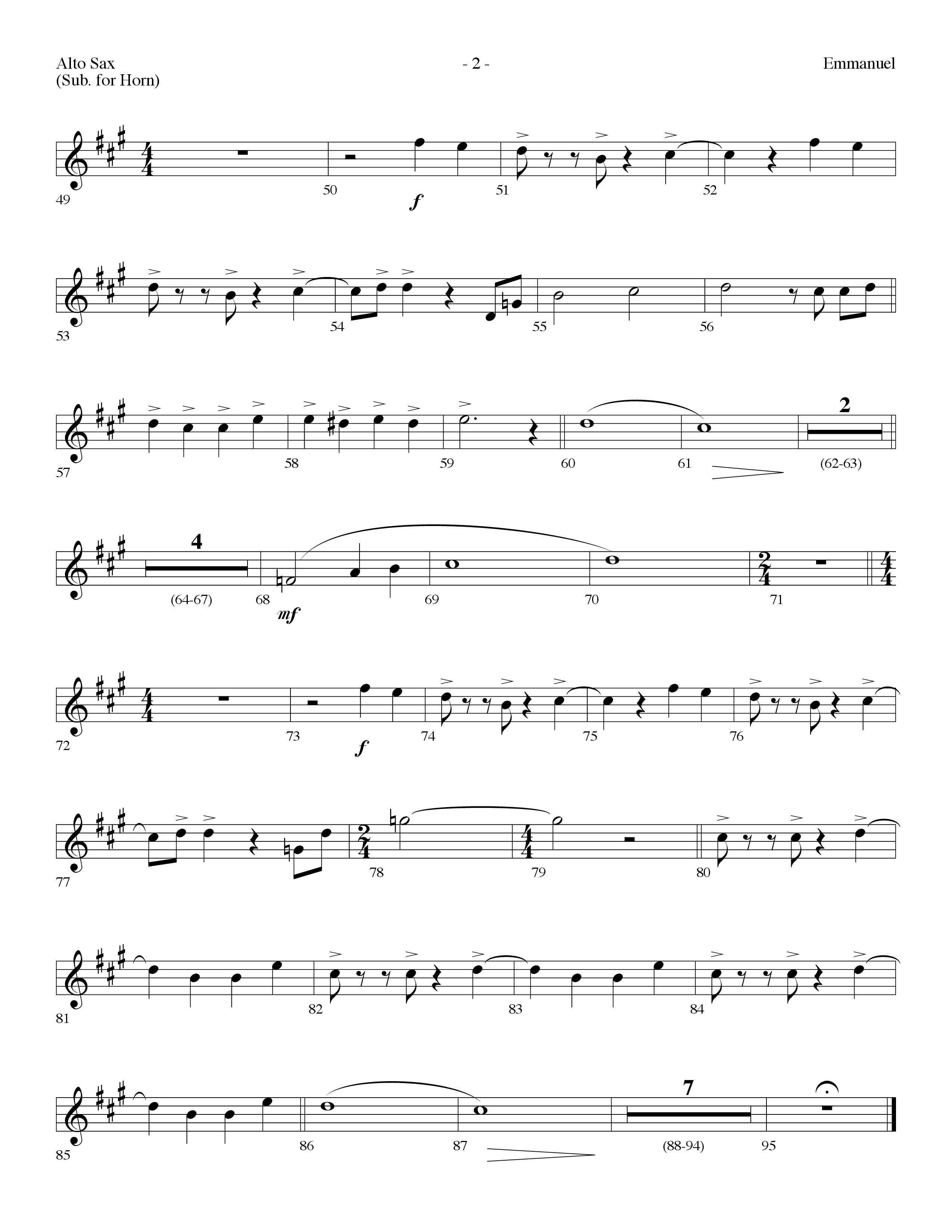 Emmanuel (Choral Anthem SATB) Alto Sax (Lifeway Choral / Arr. Dennis Allen)