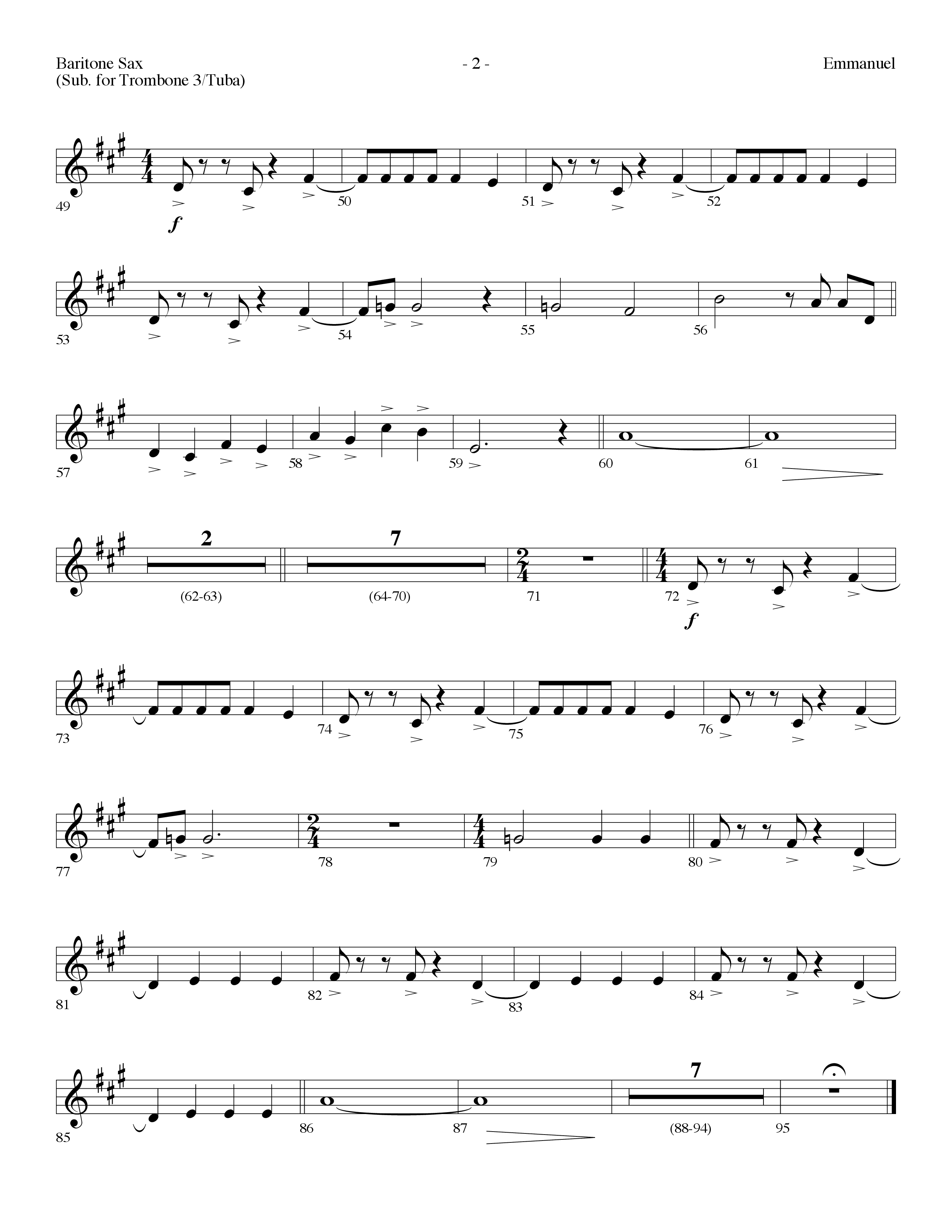 Emmanuel (Choral Anthem SATB) Bari Sax (Lifeway Choral / Arr. Dennis Allen)